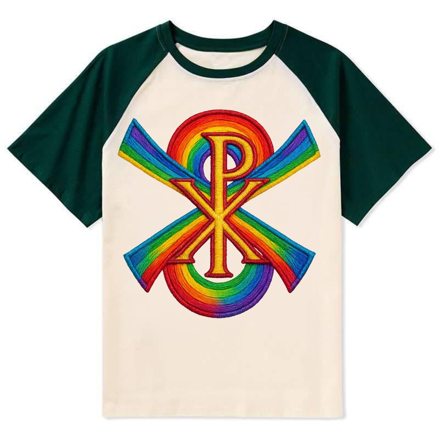 Chi Rho - Contrast Raglan T-shirt - Green