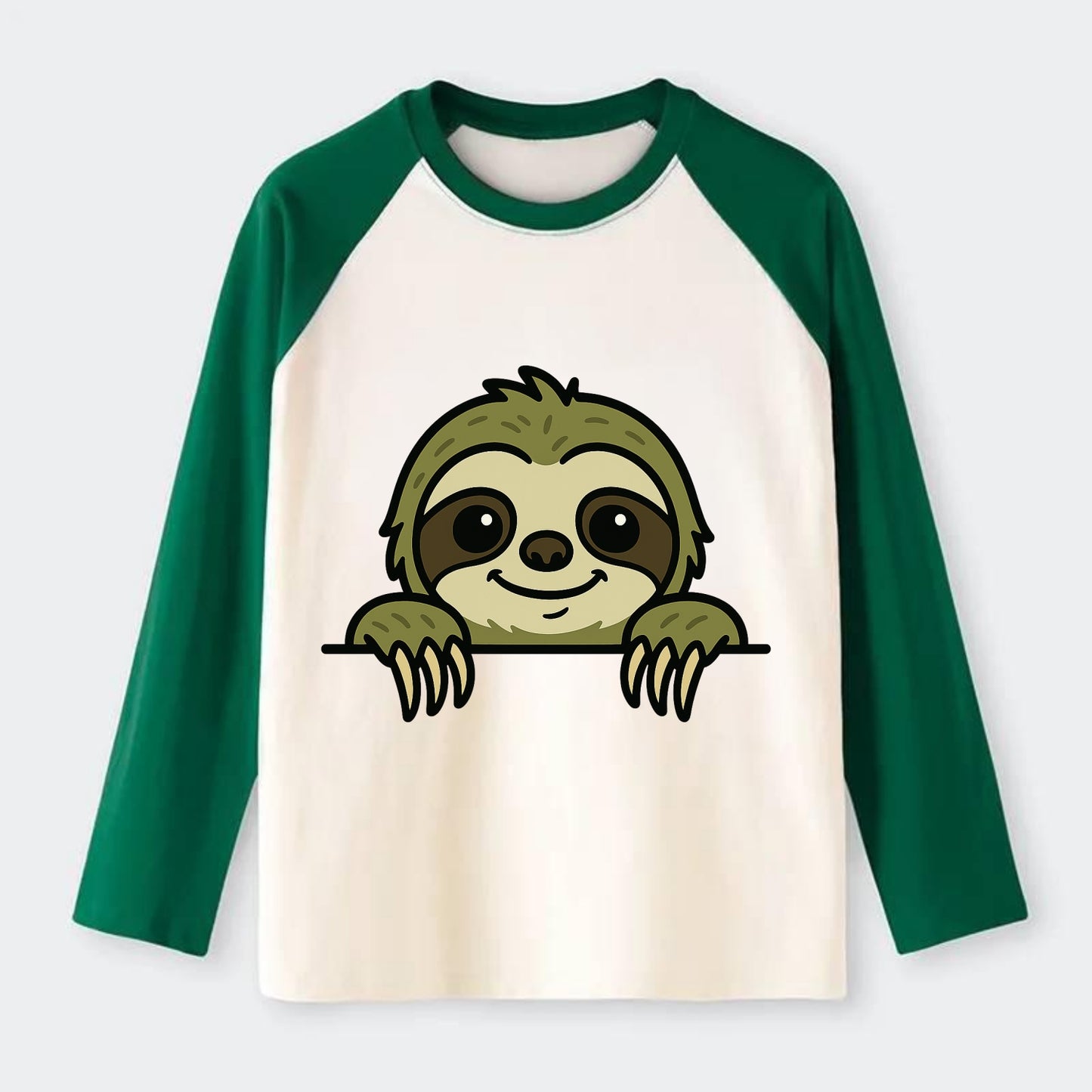 Sloth - Raglan Long Sleeve T-Shirt - Green