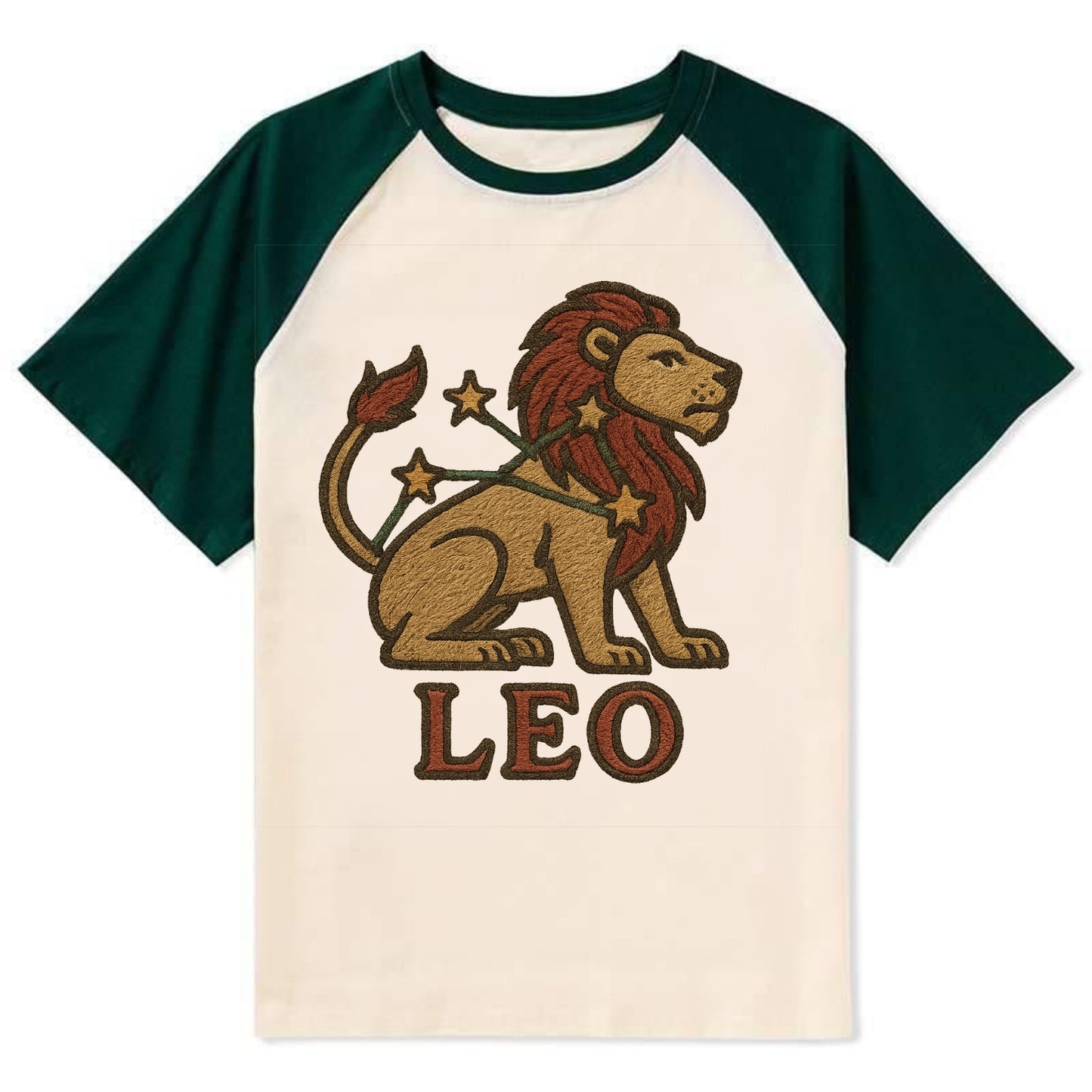 Leo Lion - Contrast Raglan T-shirt - Green