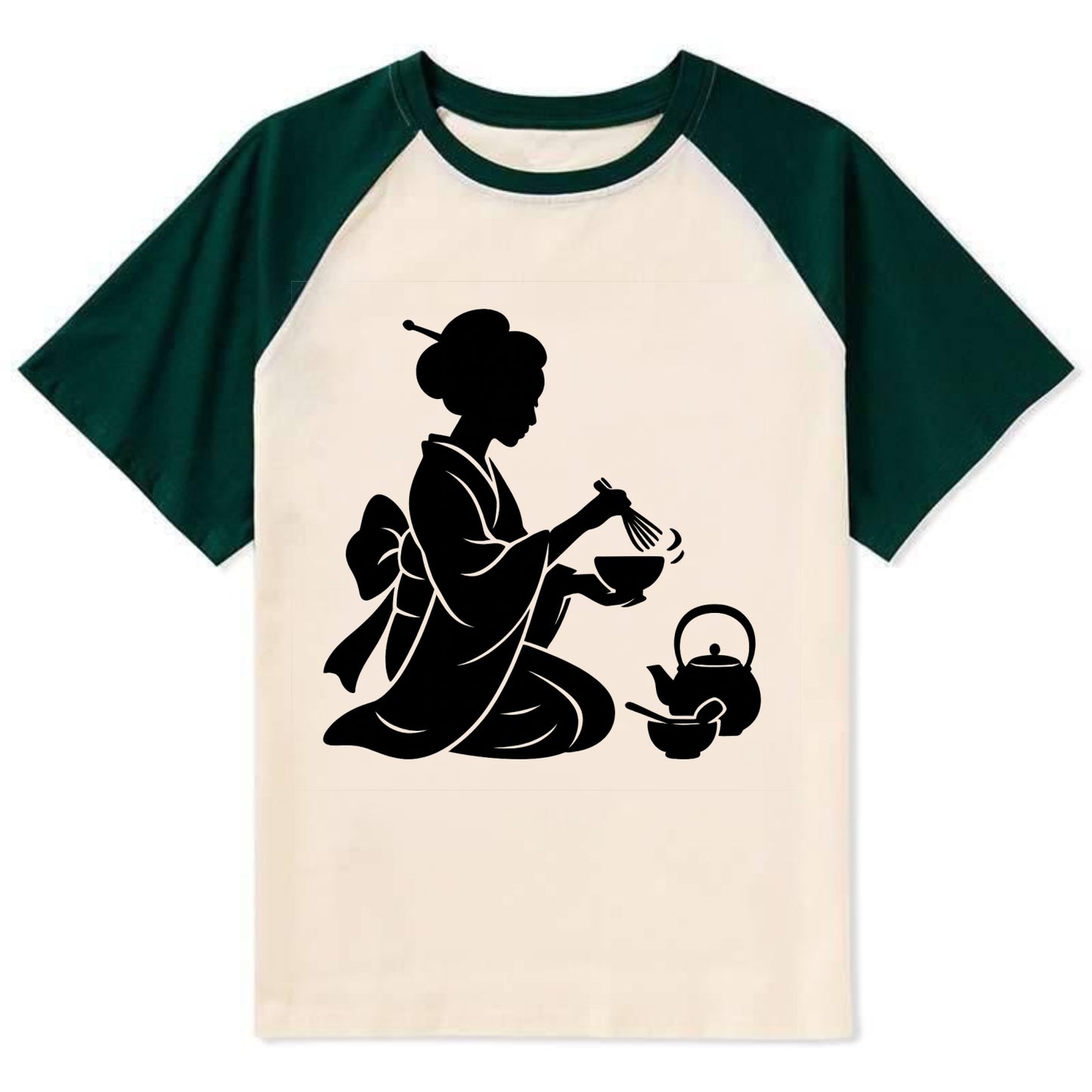 Geisha traditional tea ceremony - Contrast Raglan T-shirt - Green