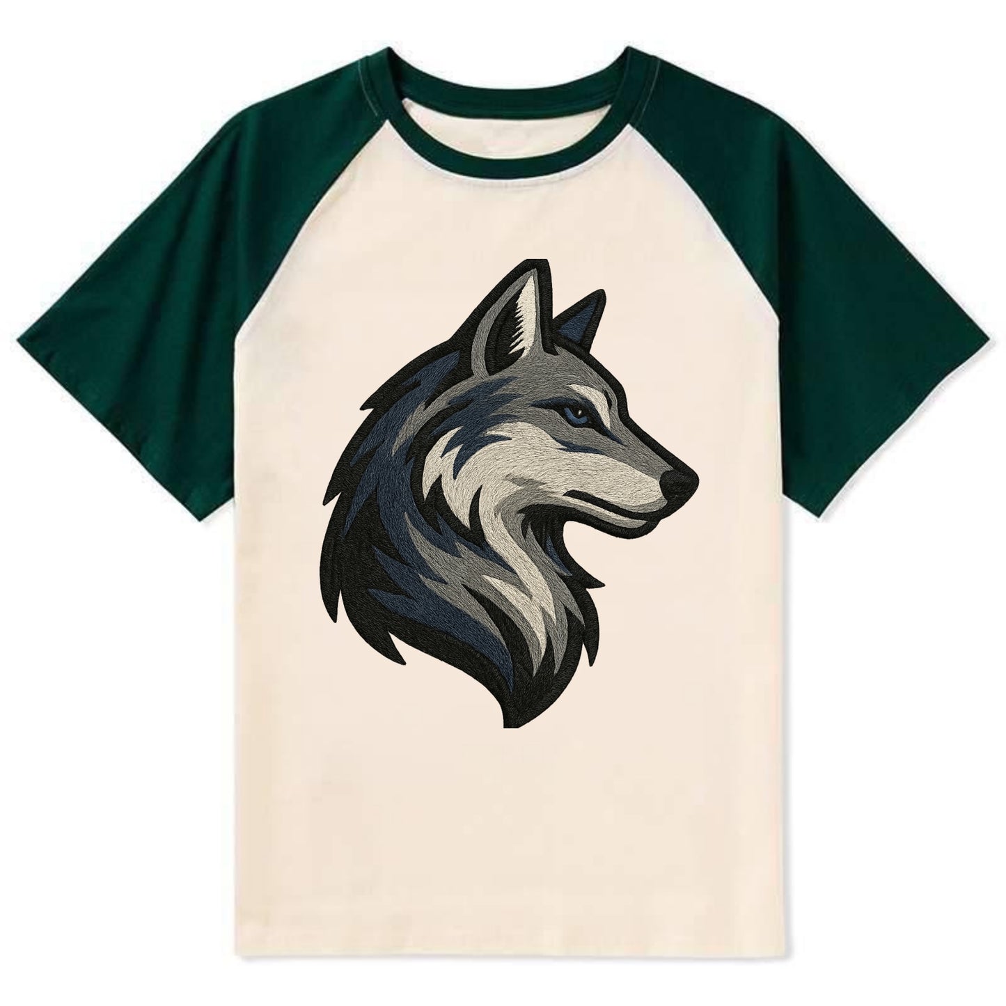 Lone Wolf Wanderer - Contrast Raglan T-shirt - Green