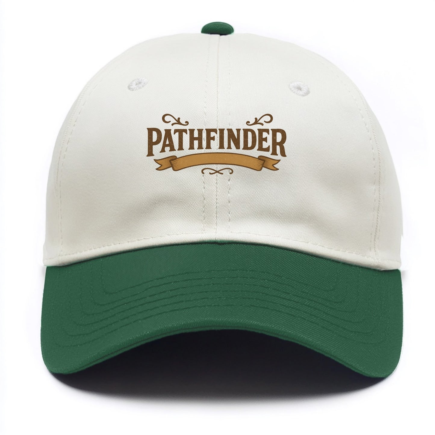 Bold typography design - "PATHFINDER" - finding the way, leading others - Two Tone Cap - Green