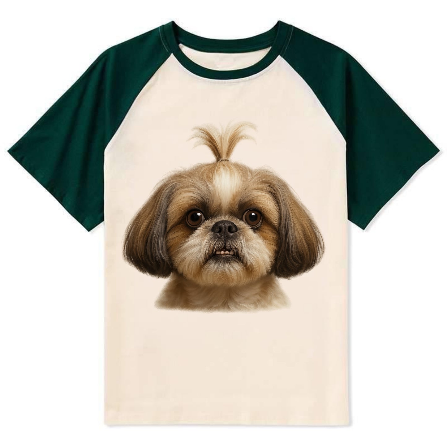 Shih Tzu - Contrast Raglan T-shirt - Green