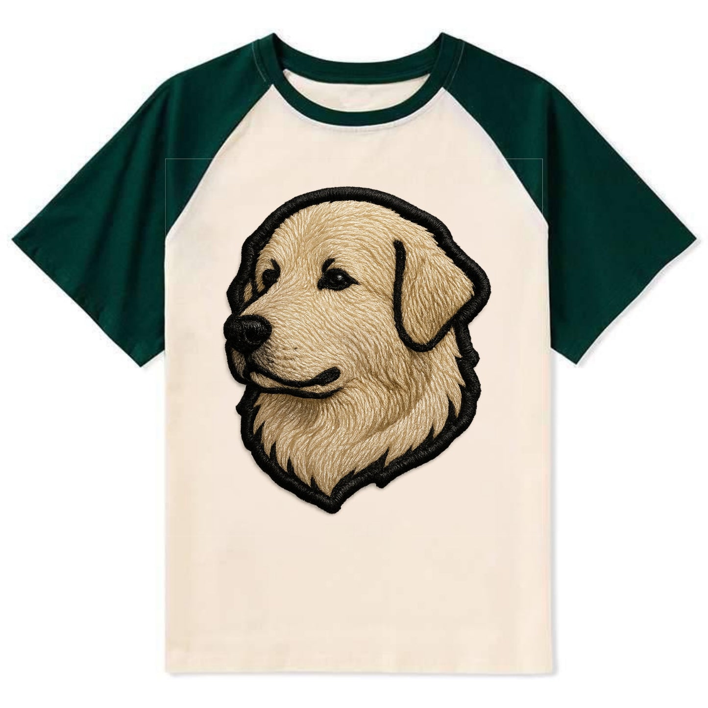 Great Pyrenees - Trendy fluffy giant des - Contrast Raglan T-shirt - Green