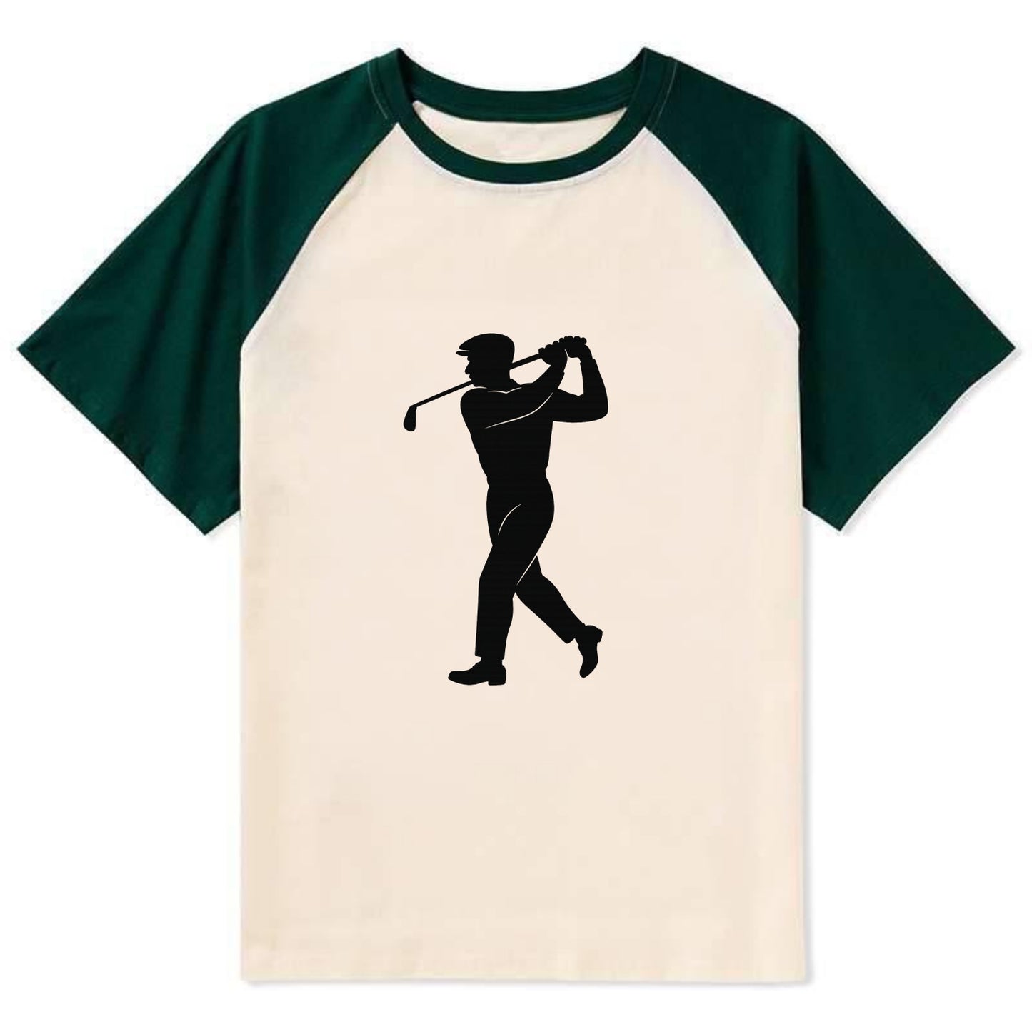 Golfer perfect swing follow-through - Contrast Raglan T-shirt - Green