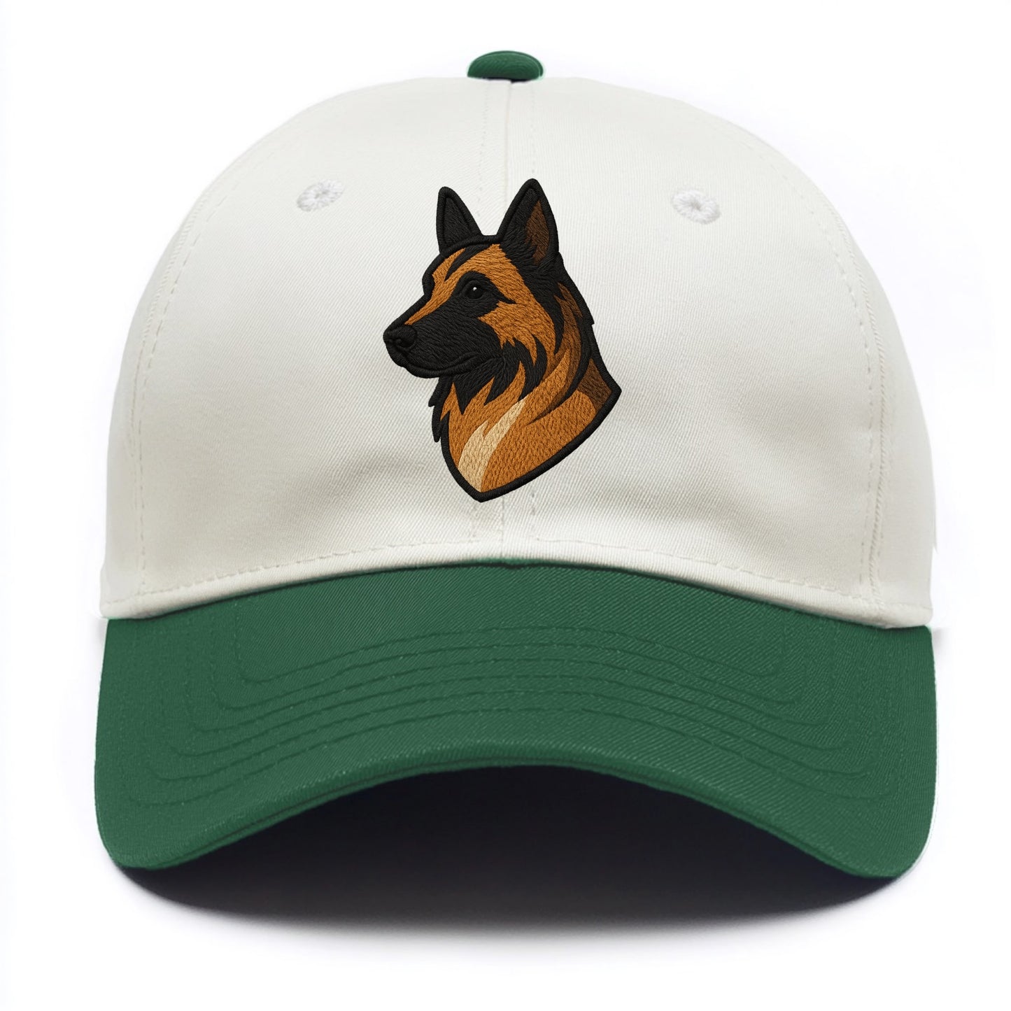 Belgian Tervuren - Fawn with black overlay embroidered design - Two Tone Cap - Green