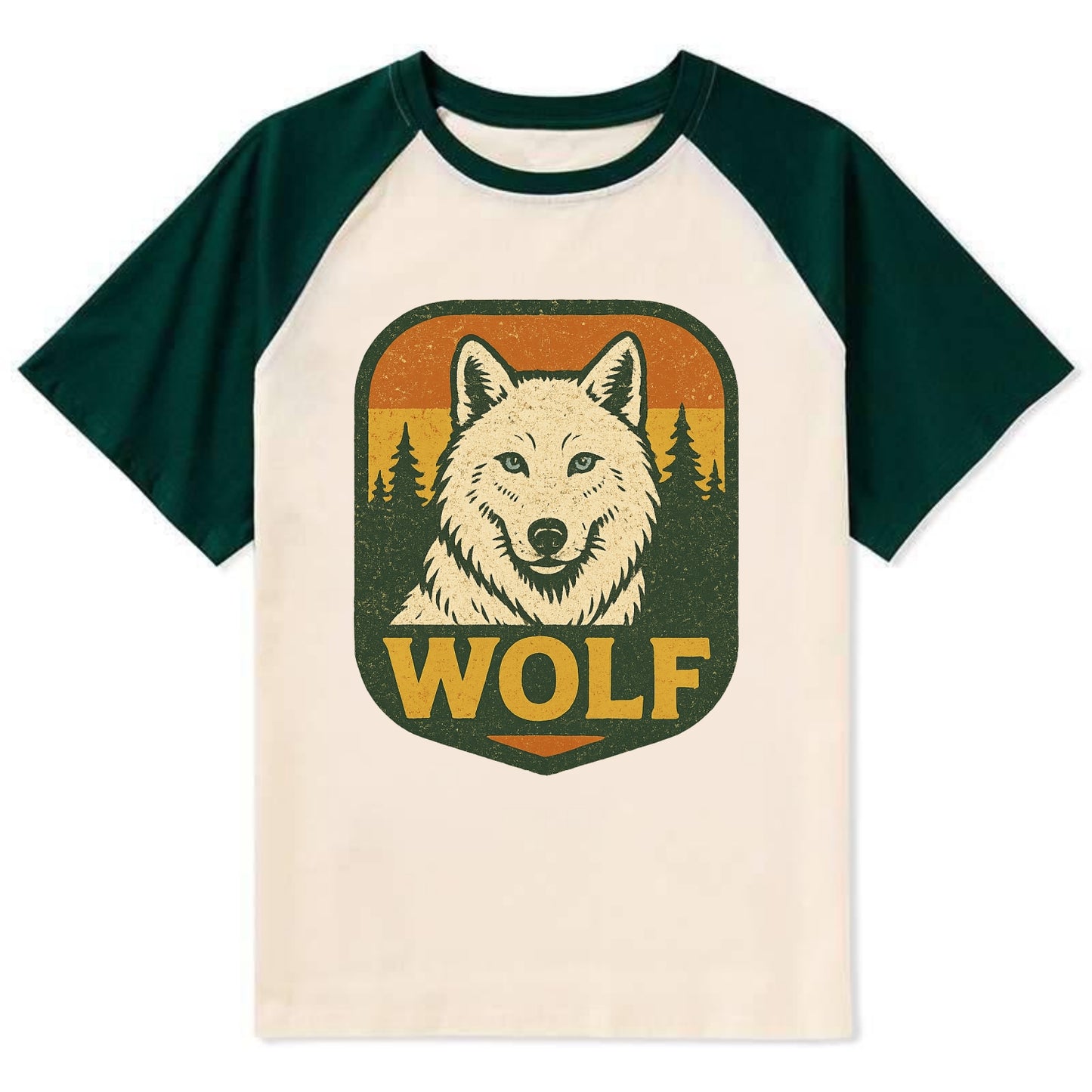 Arctic White Wolf - Contrast Raglan T-shirt - Green