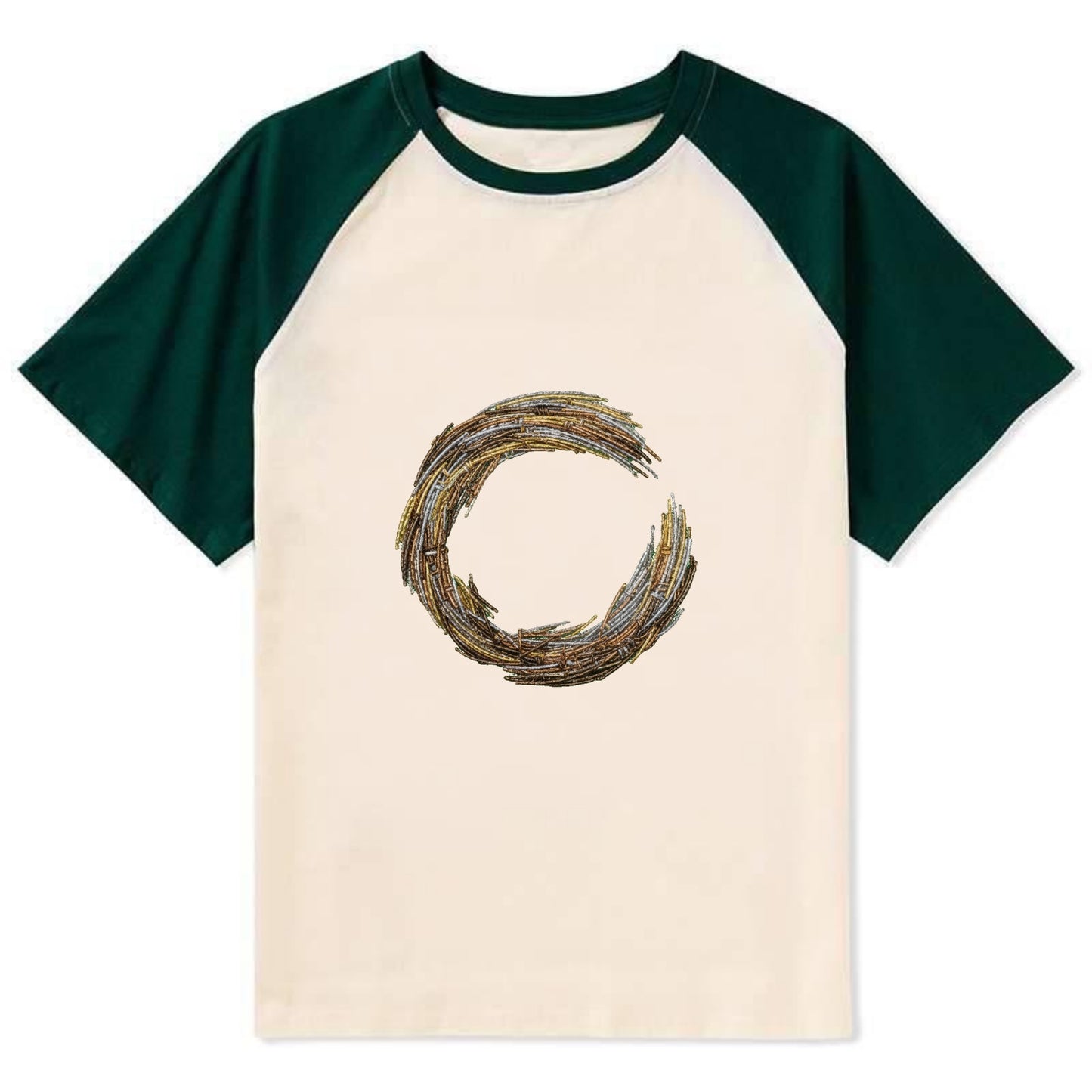 Enso Circle - Contrast Raglan T-shirt - Green