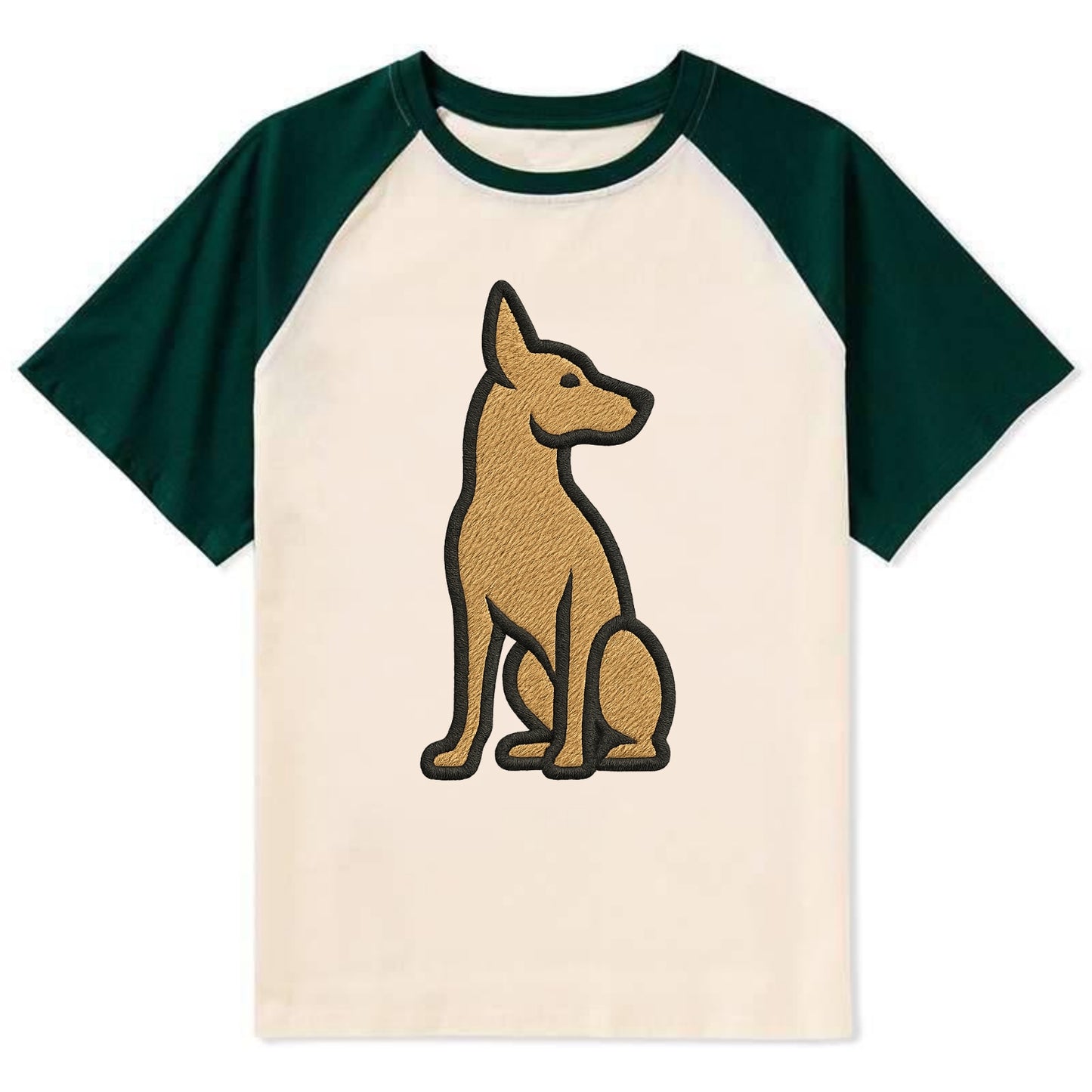 Pharaoh Hound - Tan colored sitting pose Contrast Raglan T-shirt - Green