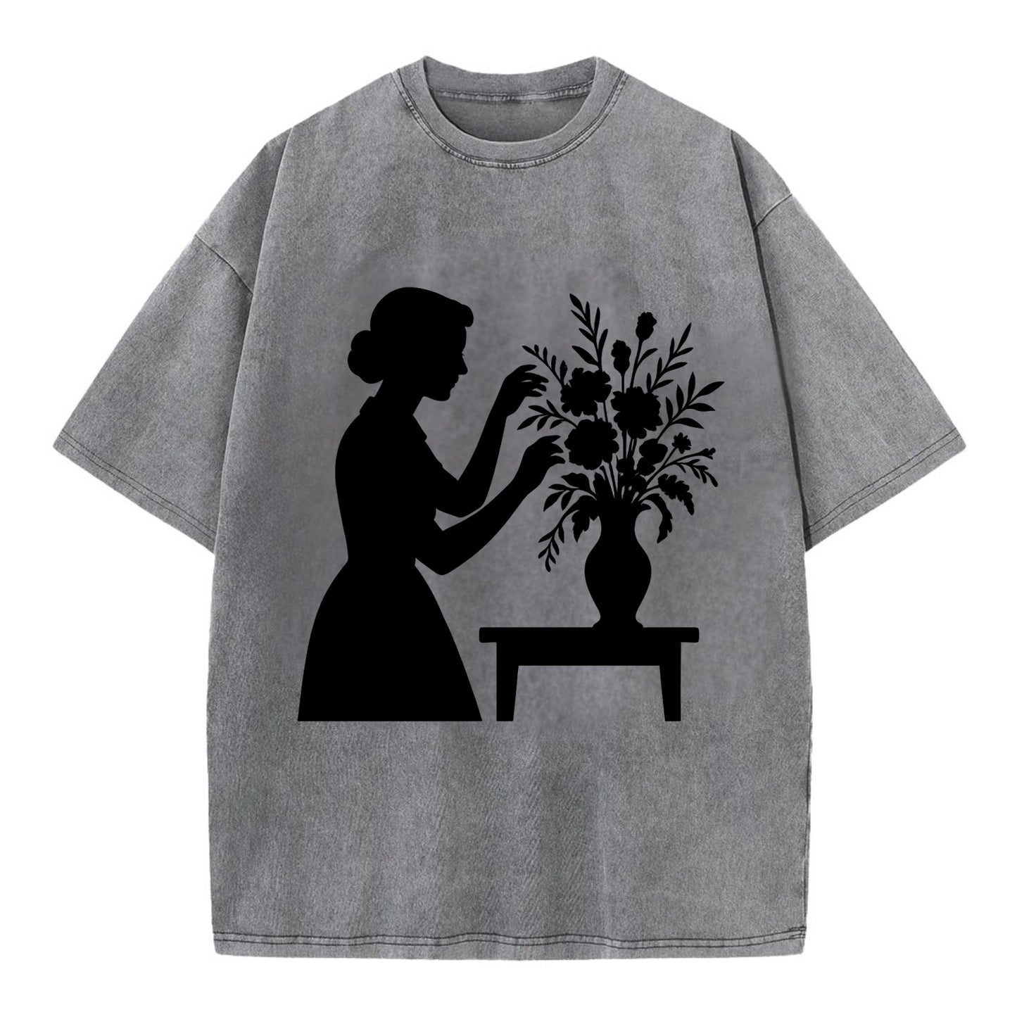 Florist arranging dramatic bouquet - Vintage T-shirt - Grey