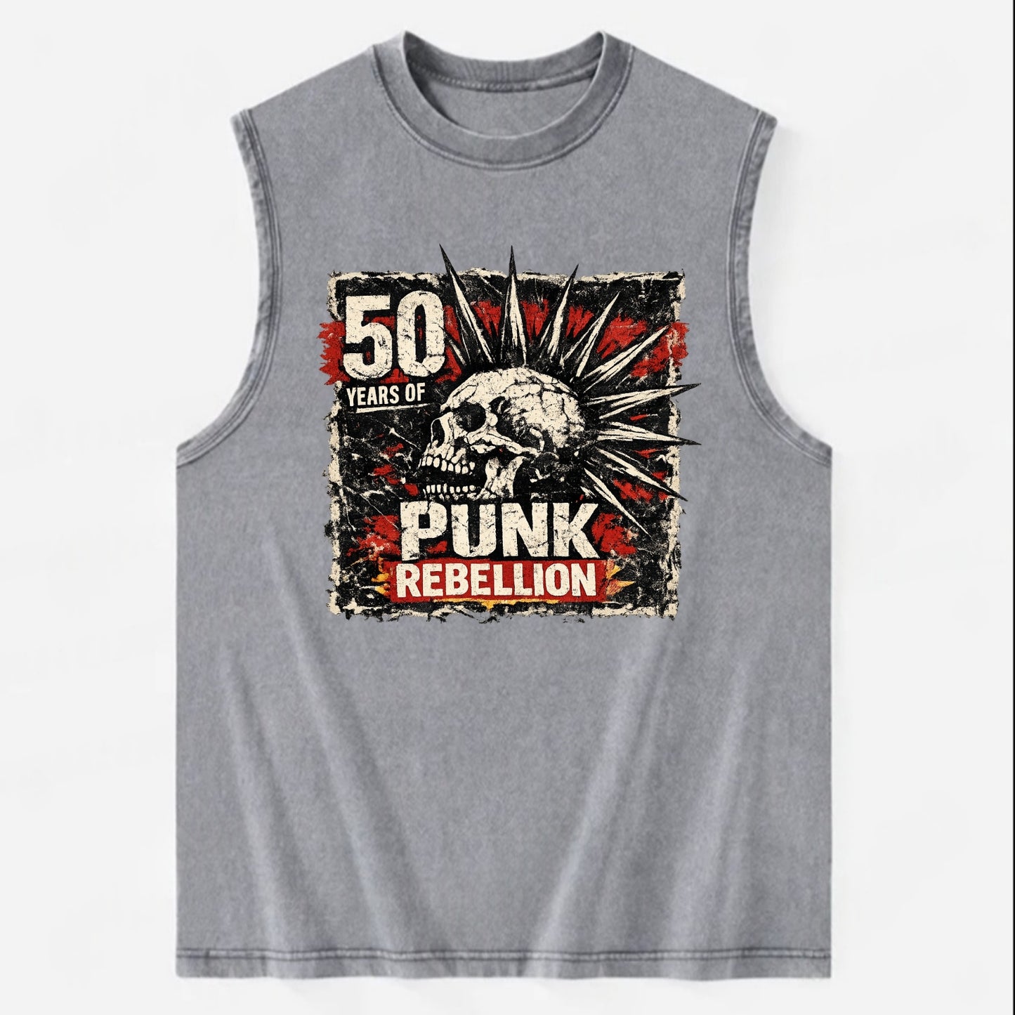 MOHAWK RISING | Spiked hair silhouette | Liberty spikes | Punk identity | - Vintage Washed Tank - Grey