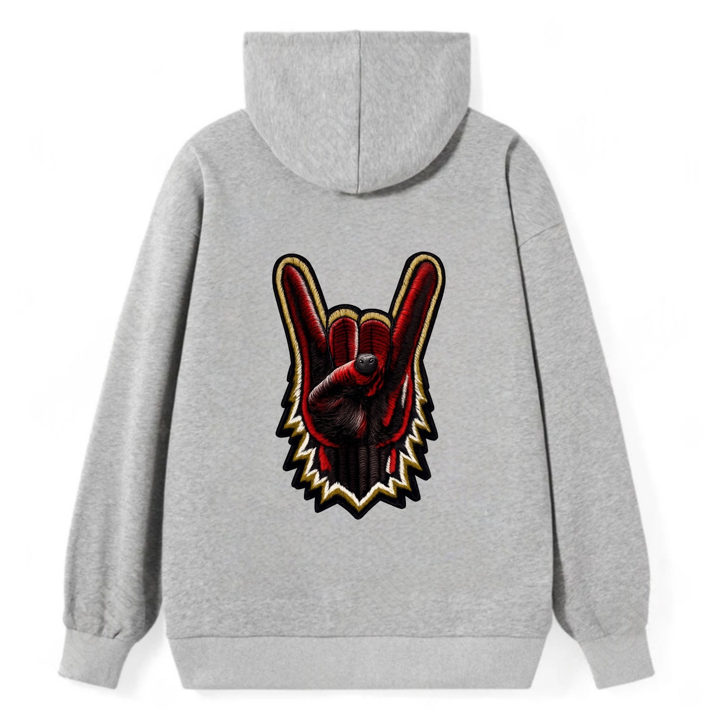 ROCK HAND HORNS - devil horns hand gesture in black and red , metal music - Classic Pullover Hoodie - Grey