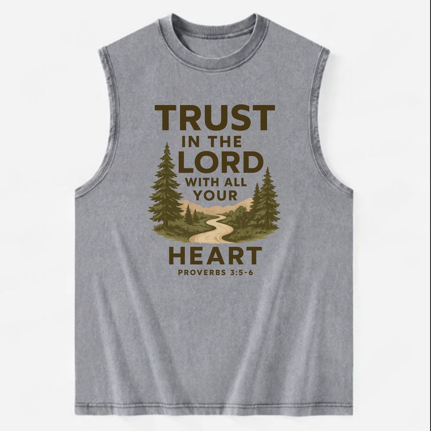 Proverbs 3:5-6 Path - Vintage Washed Tank - Grey