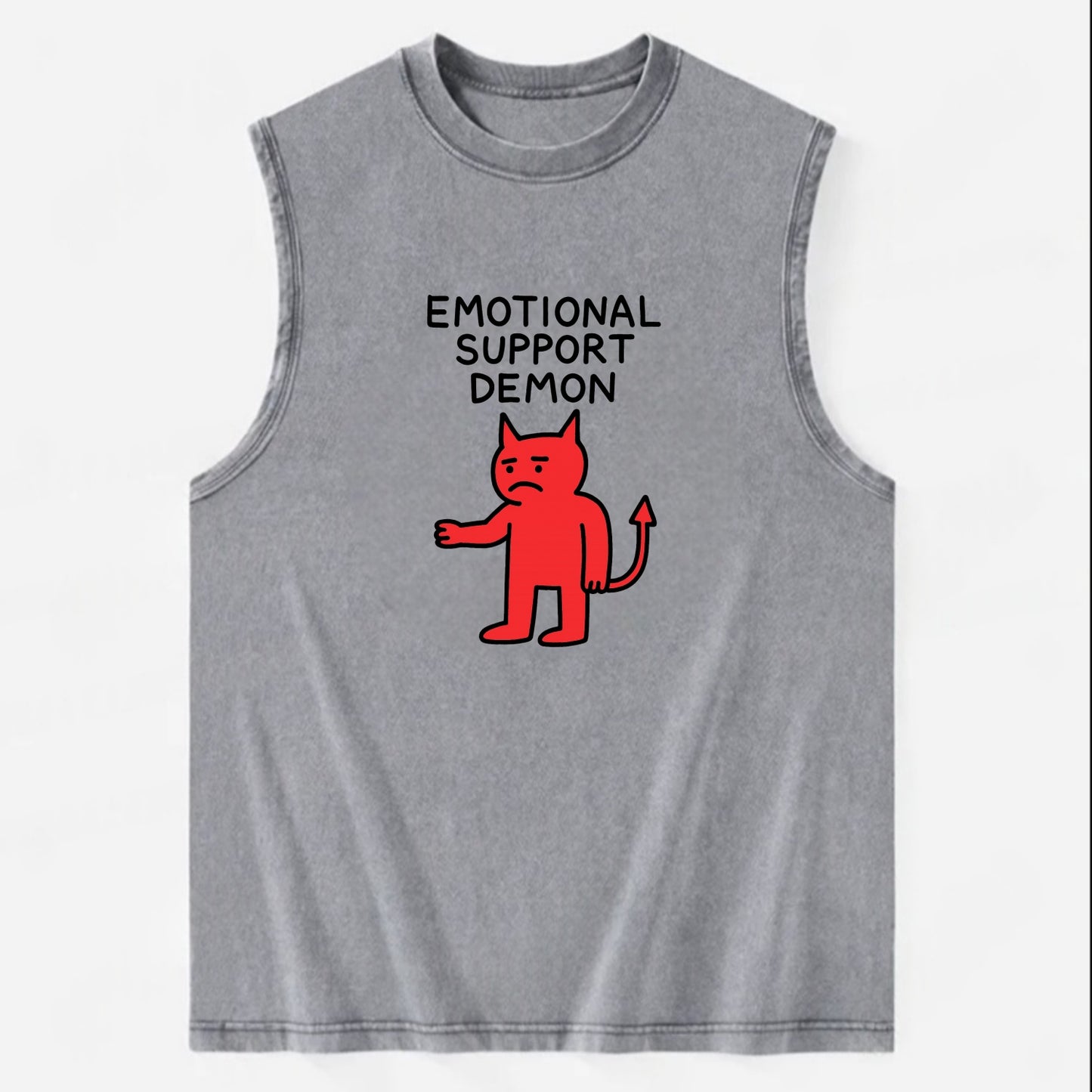 EMOTIONAL SUPPORT DEMON | Devil caring reluctantly - Vintage Washed Tank - Grey
