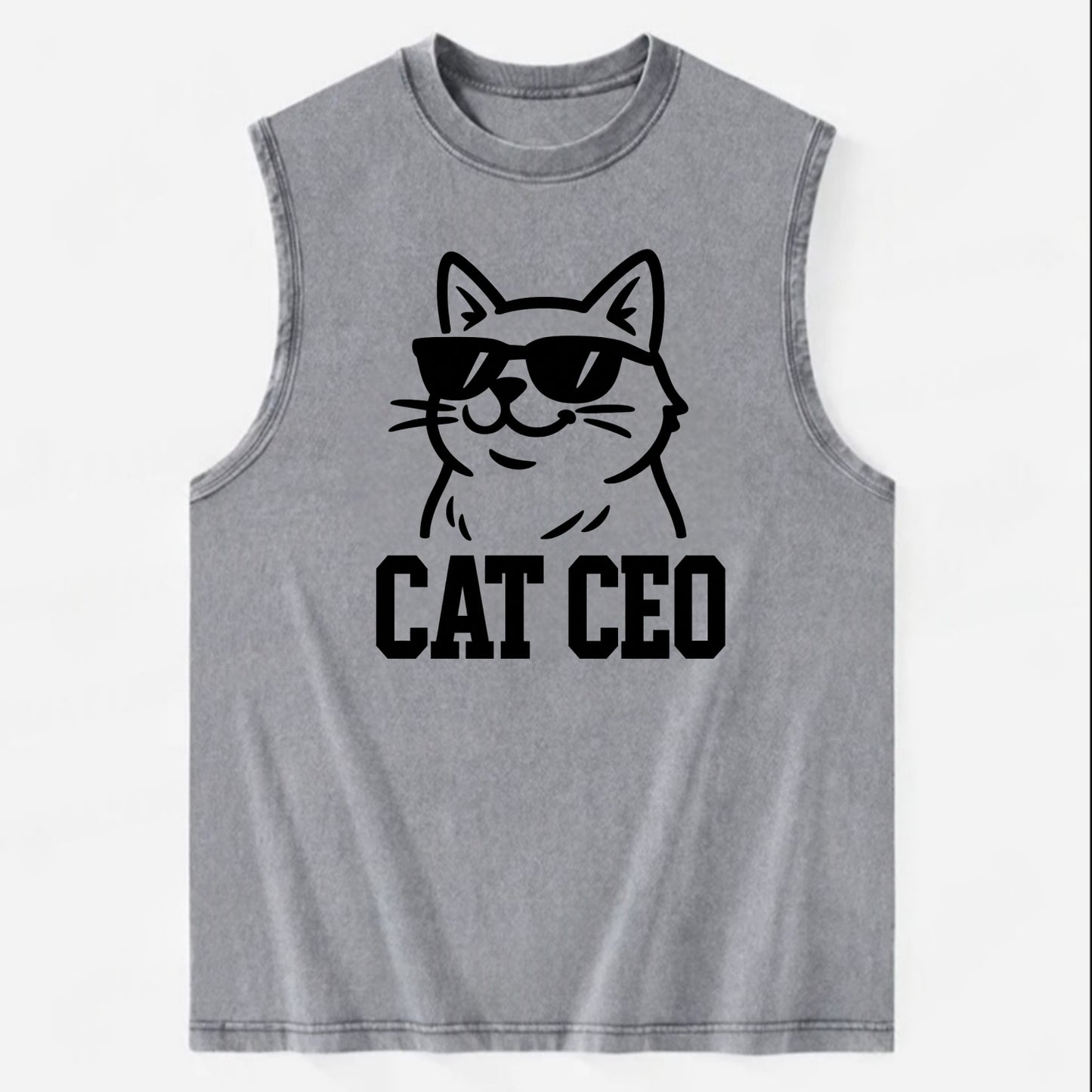 CEO Cat Boss - Vintage Washed Tank - Grey