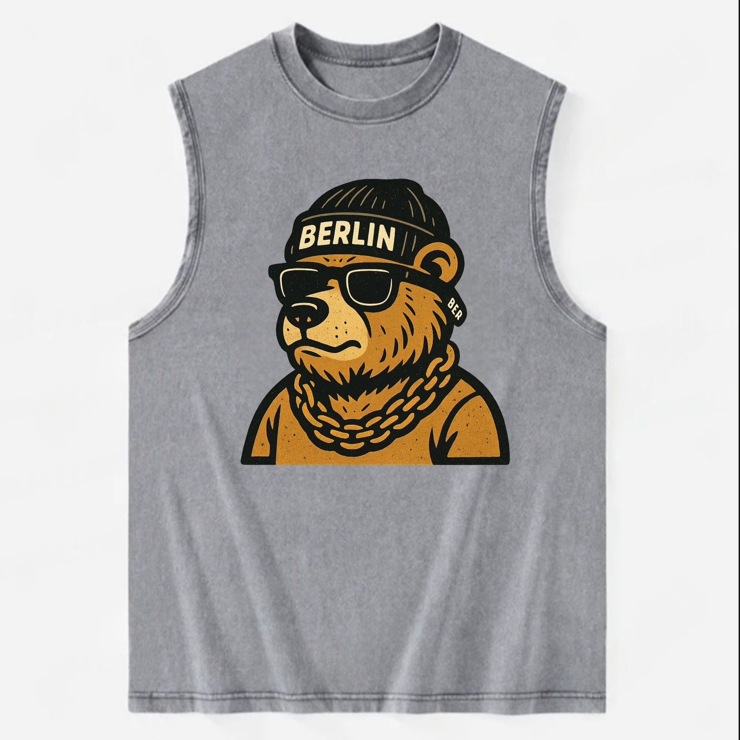 Berlin Bear - Vintage Washed Tank - Grey