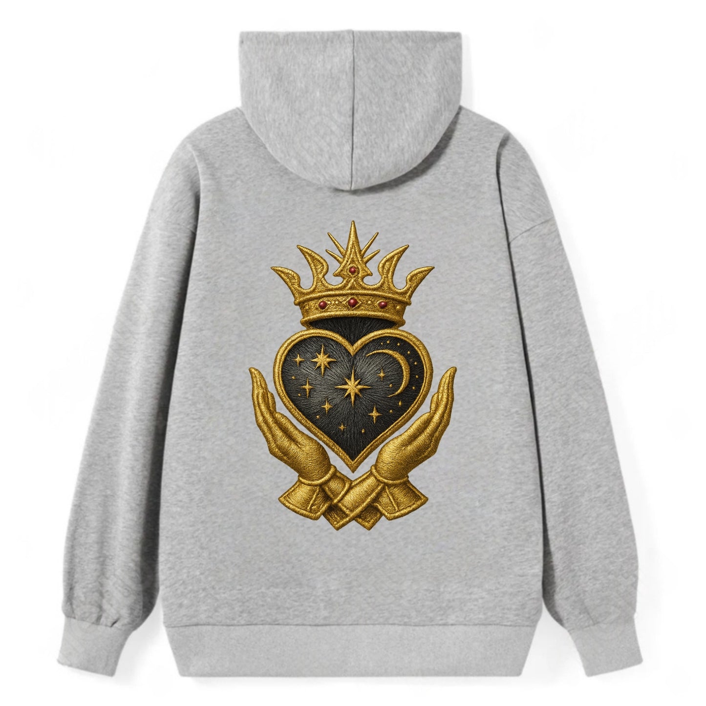 Hammered bronze warrior crown anchoring a dark steel heart with - Classic Pullover Hoodie - Grey