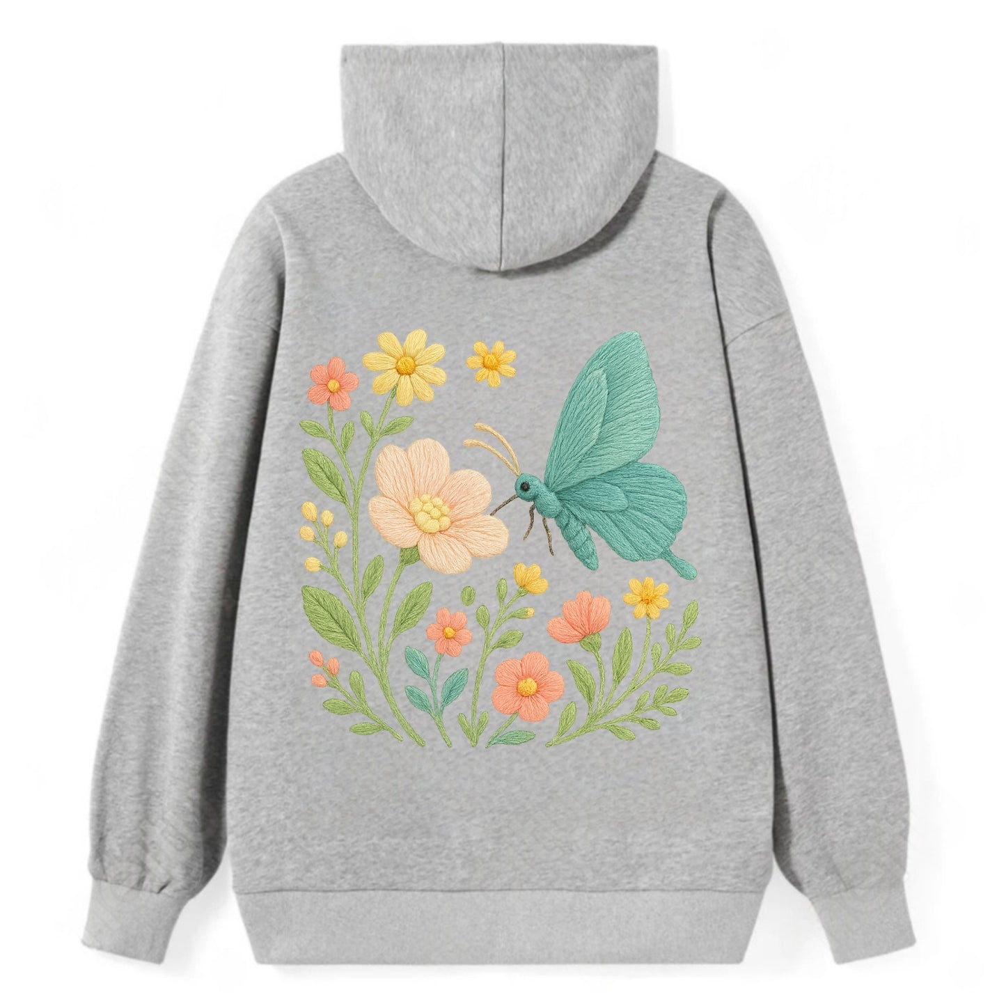 Mint Night Butterfly - Classic Pullover Hoodie - Grey