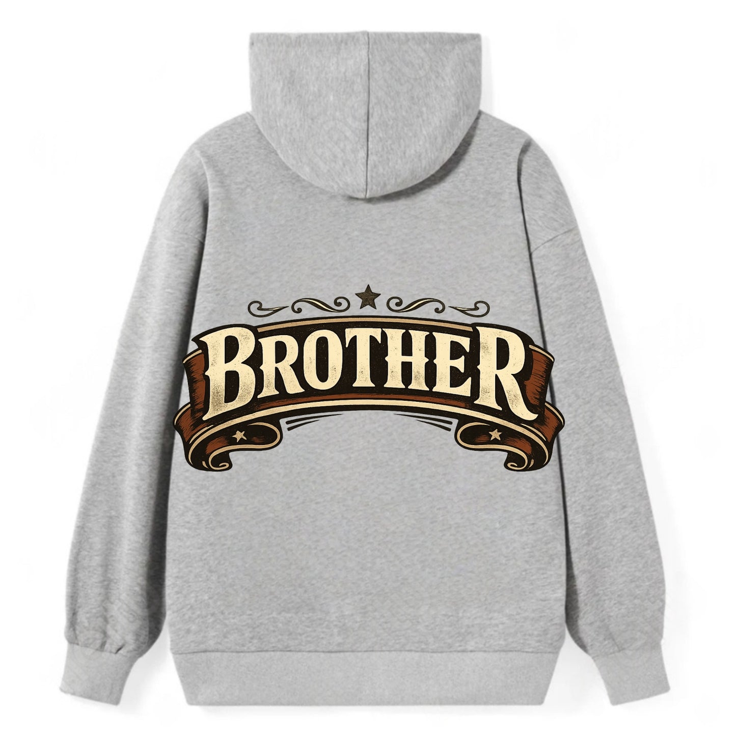 Bold typography design - "BROTHER" - male bond, brotherhood - Classic Pullover Hoodie - Grey