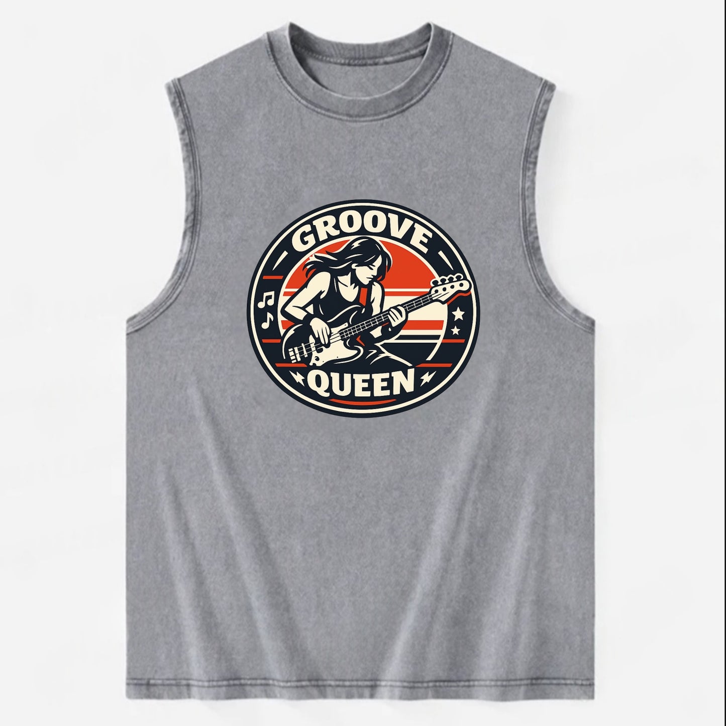 Groove Queen Emblem - Vintage Washed Tank - Grey