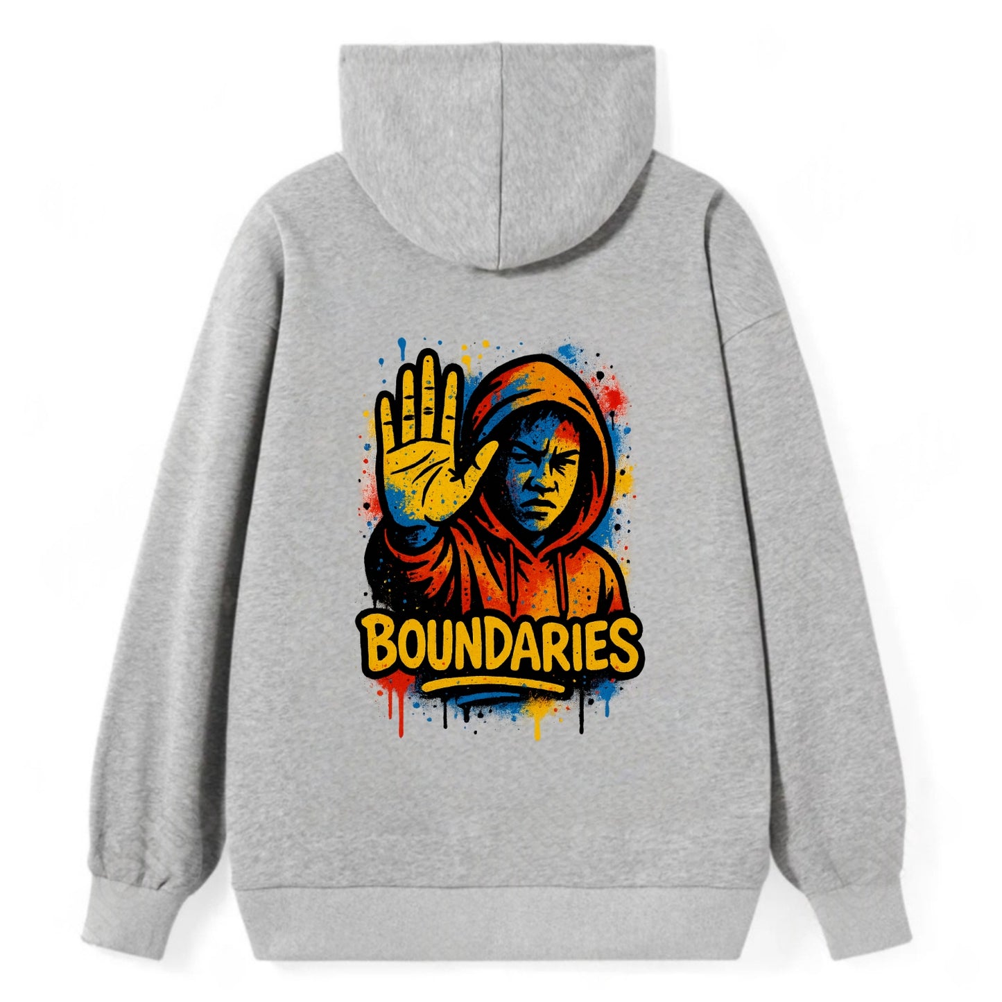 Person holding up hand in "stop" gesture - setting boundaries concept, - Classic Pullover Hoodie - Grey