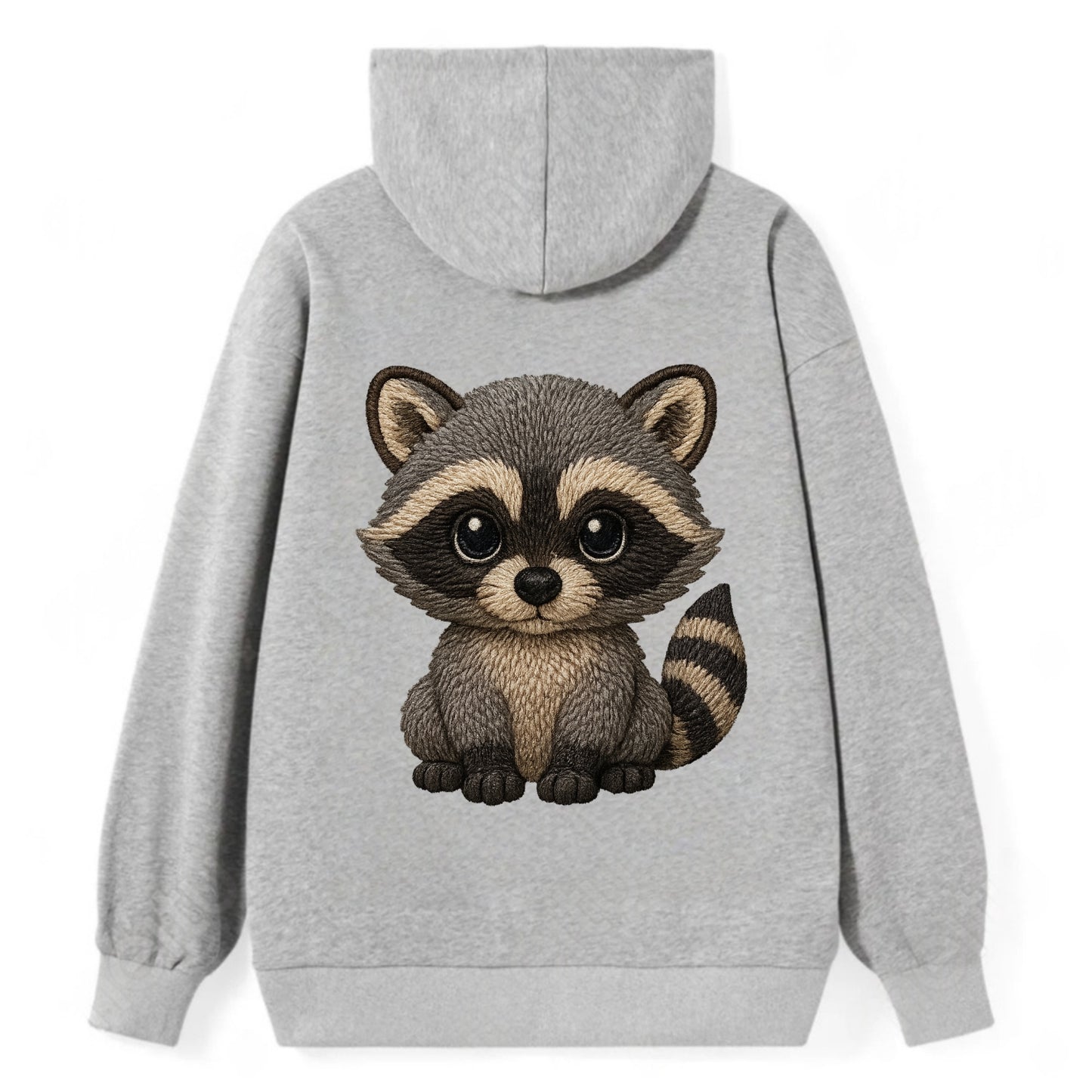 Baby Raccoon - gray fur, black mask, ringed tail, bright curious eyes, - Classic Pullover Hoodie - Grey