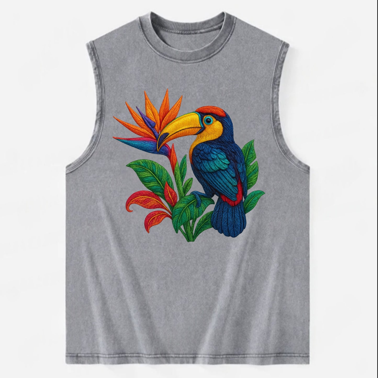 Toucan Paradise - Vintage Washed Tank - Grey
