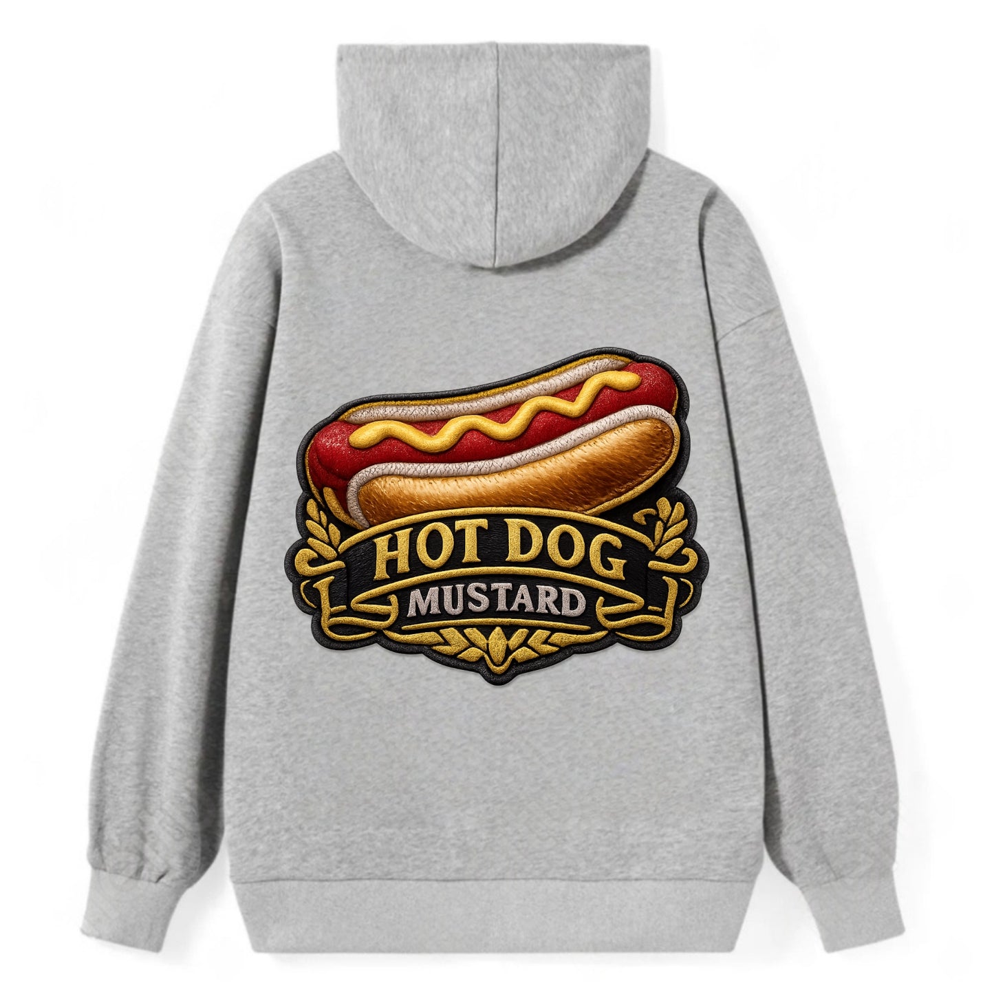 HOT DOG MUSTARD - classic hot dog in tan yellow red , ballpark food - Classic Pullover Hoodie - Grey