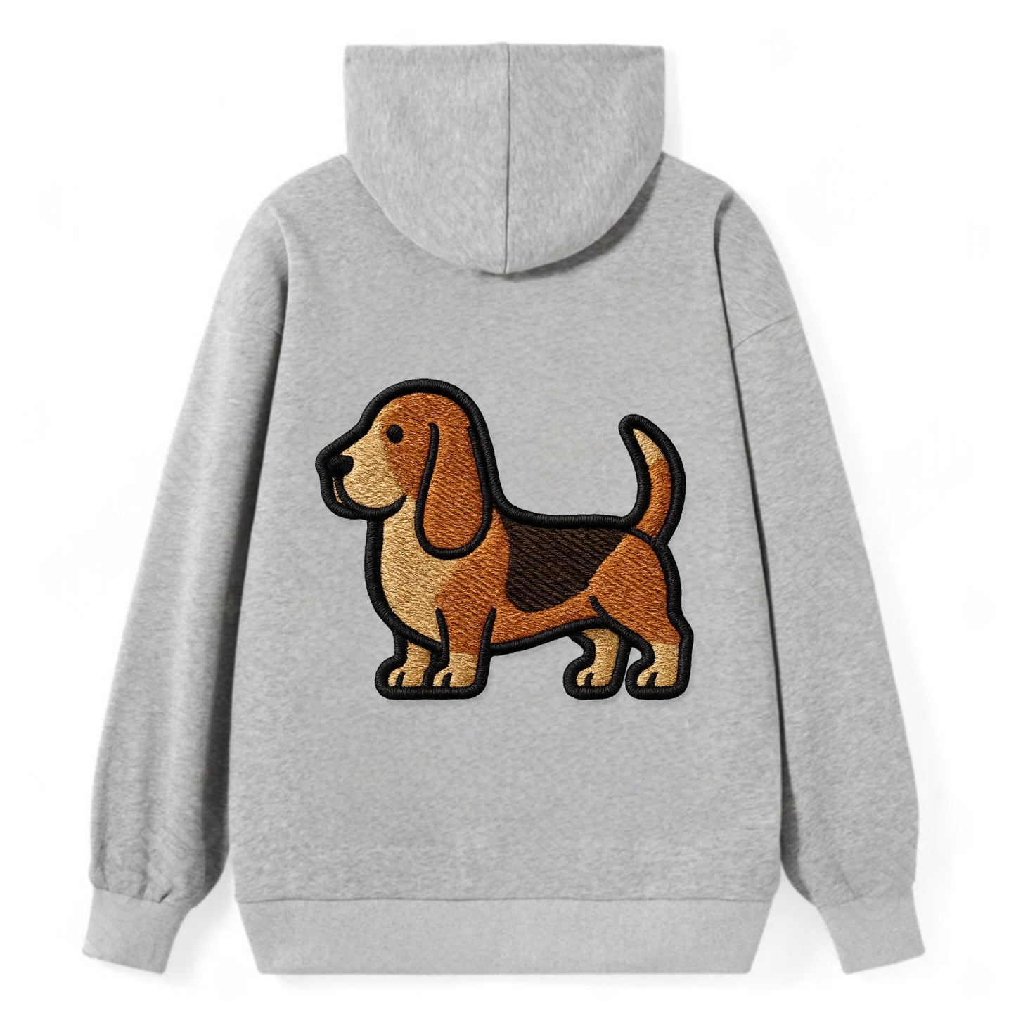 Basset Hound - Trendy low-rider design with prominent black outline - Classic Pullover Hoodie - Grey