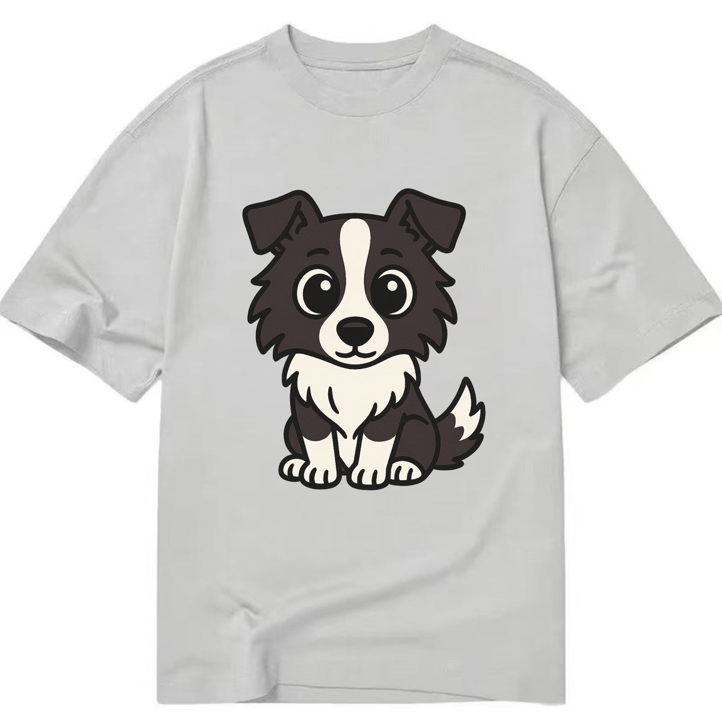 Border Collie - Intense stare sitting pose - Classic T-shirt - Grey