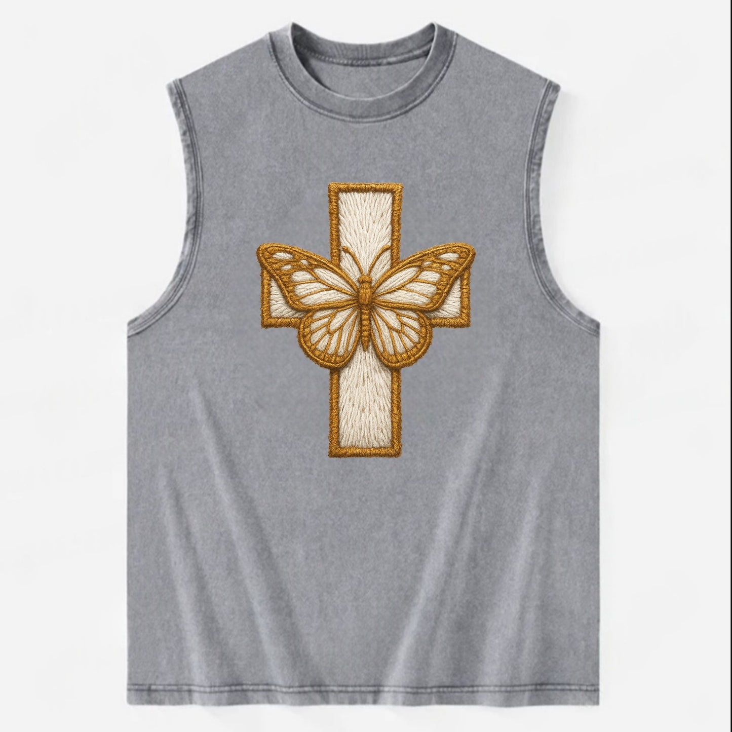 Resurrection Cross - Vintage Washed Tank - Grey