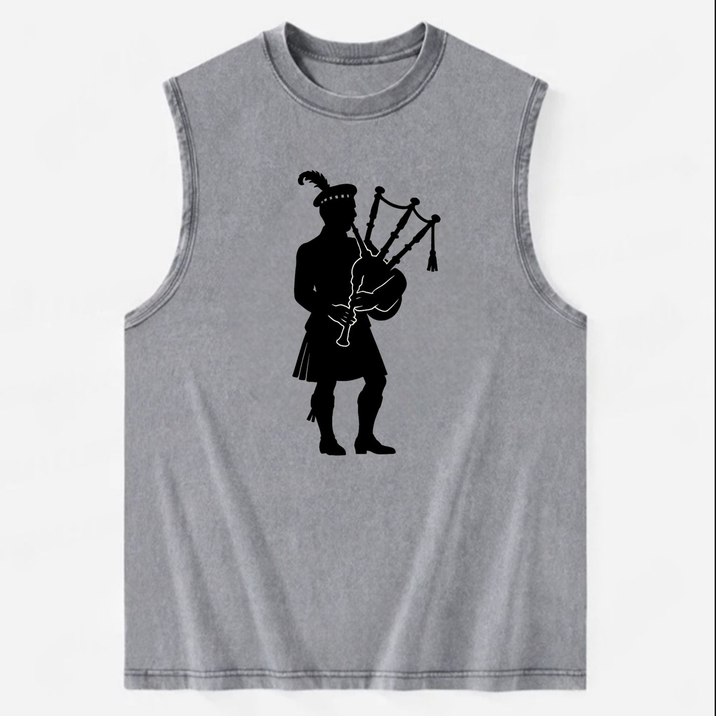 Bagpiper in traditional stance - Vintage Washed Tank - Grey