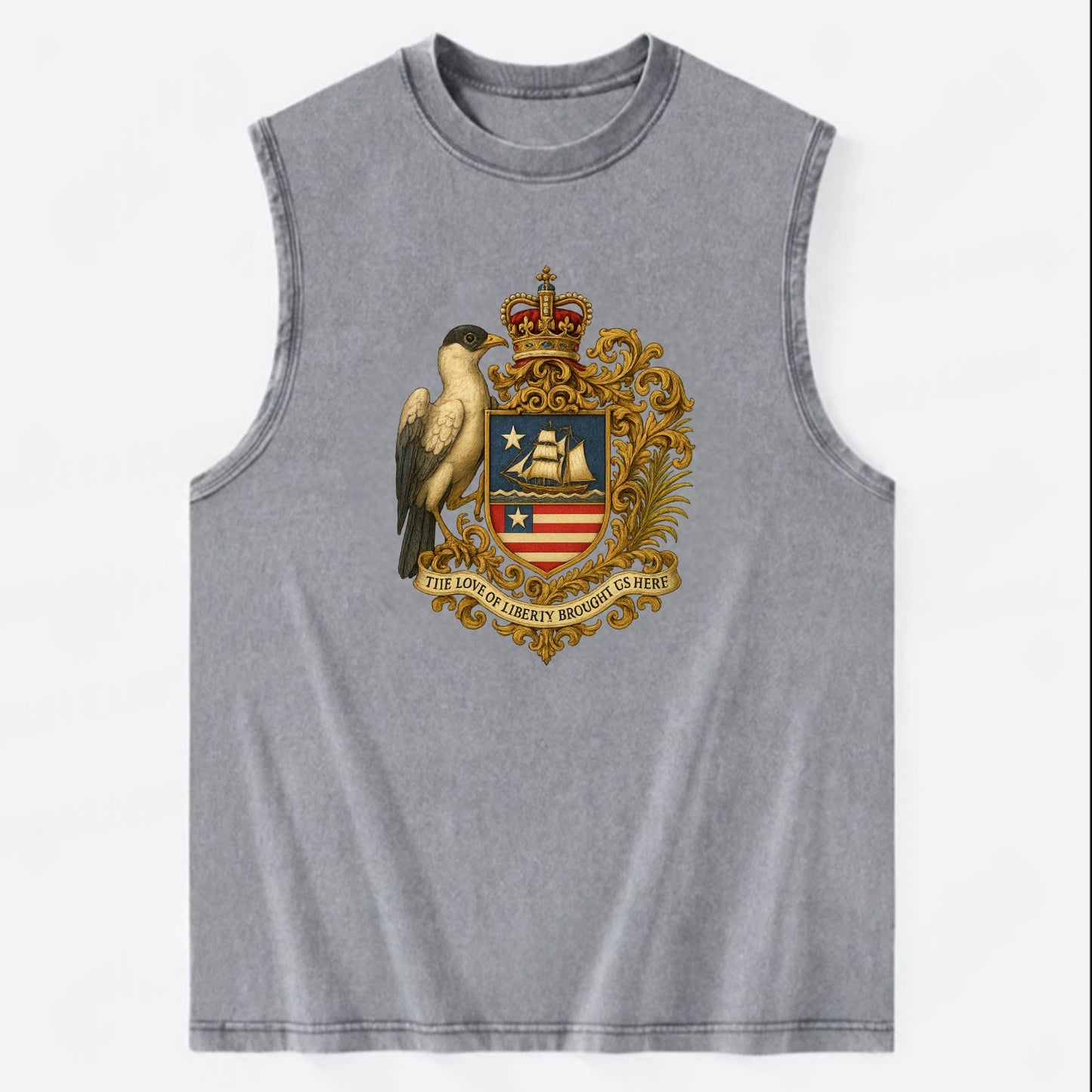 Liberia Pepper Bird Emblem - Vintage Washed Tank - Grey