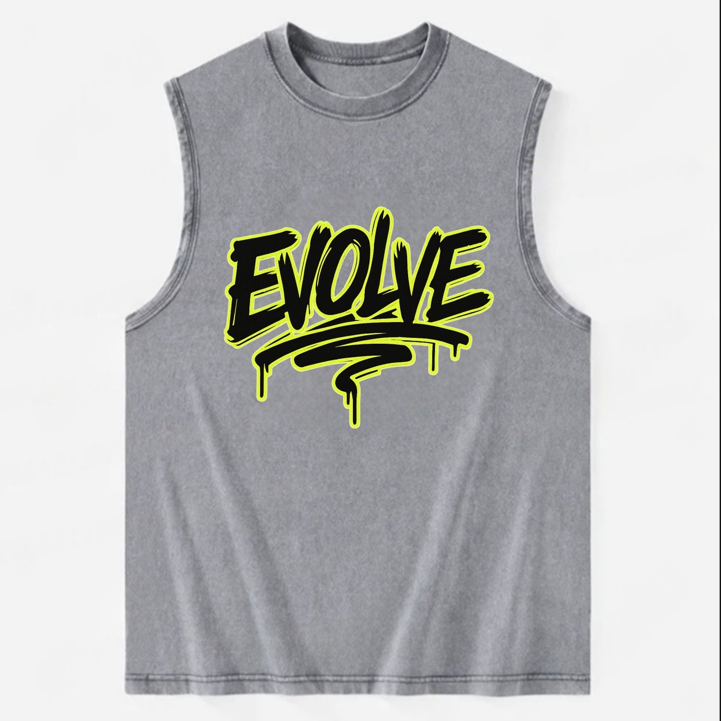 Bold typography design - "EVOLVE" - changing, becoming better - Vintage Washed Tank - Grey