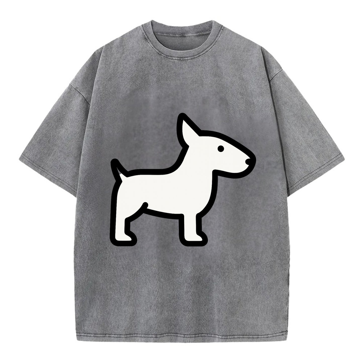 Bull Terrier - White egg-shaped head flat side profile - Vintage T-shirt - Grey