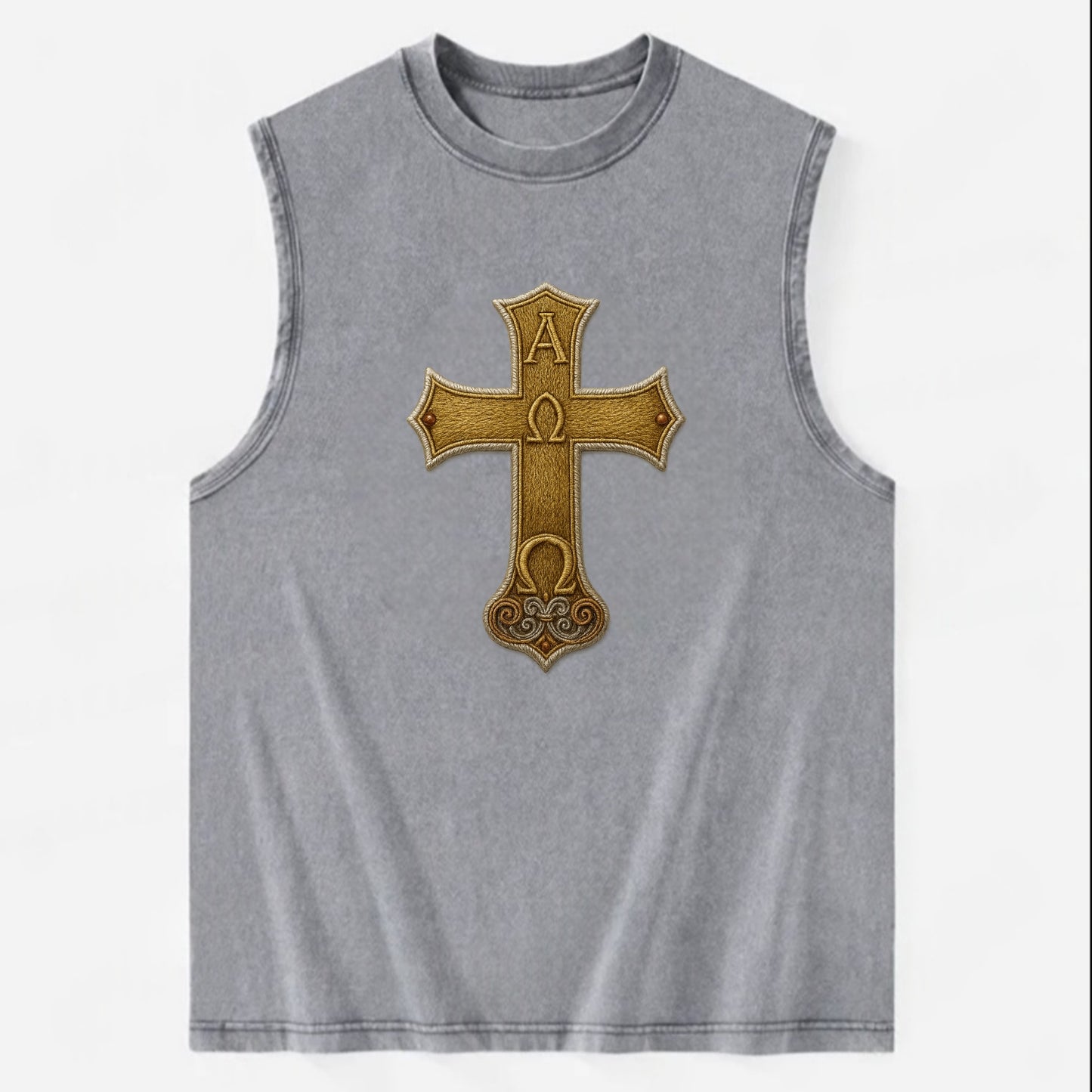 Alpha Omega Cross - Vintage Washed Tank - Grey