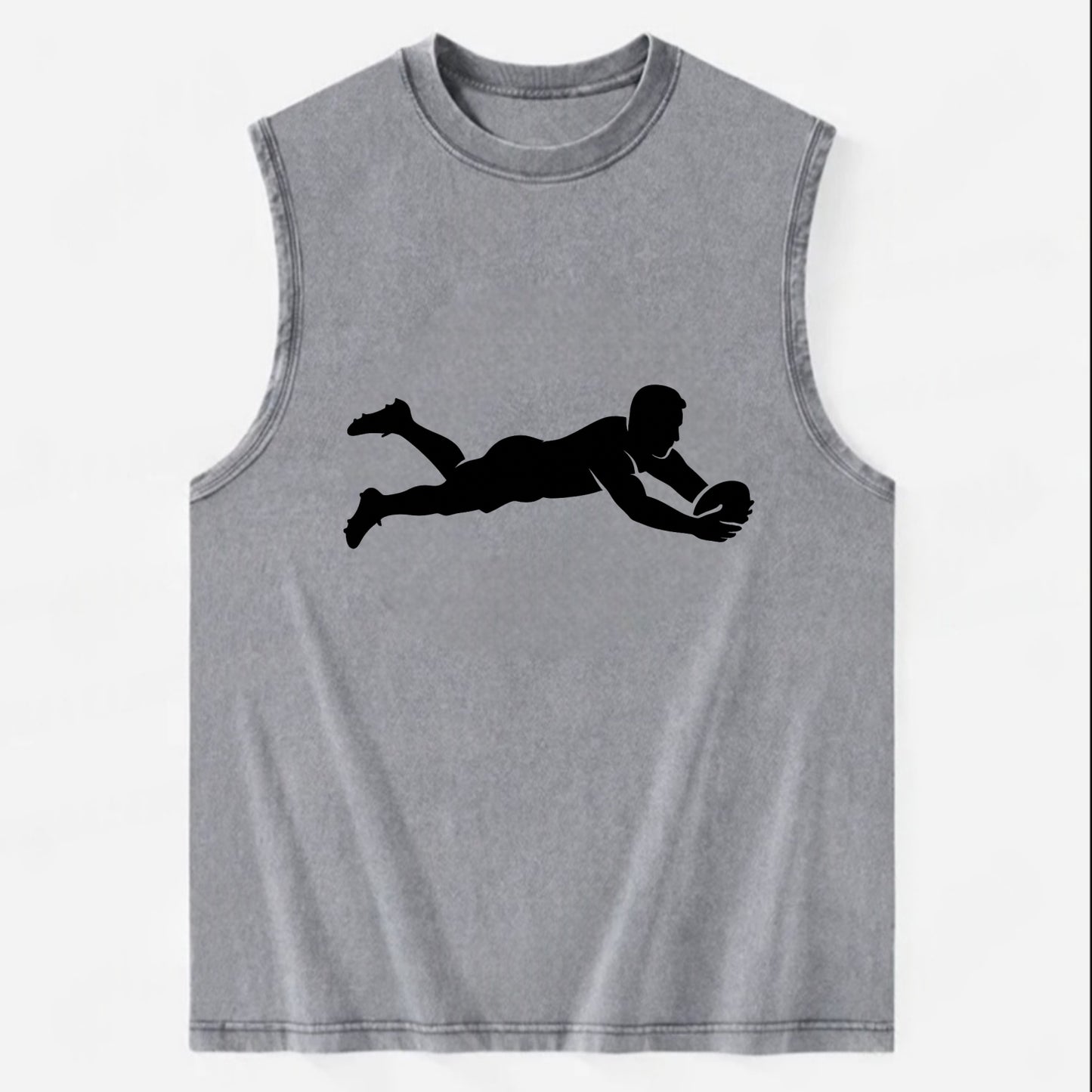 Rugby player diving for try - Vintage Washed Tank - Grey