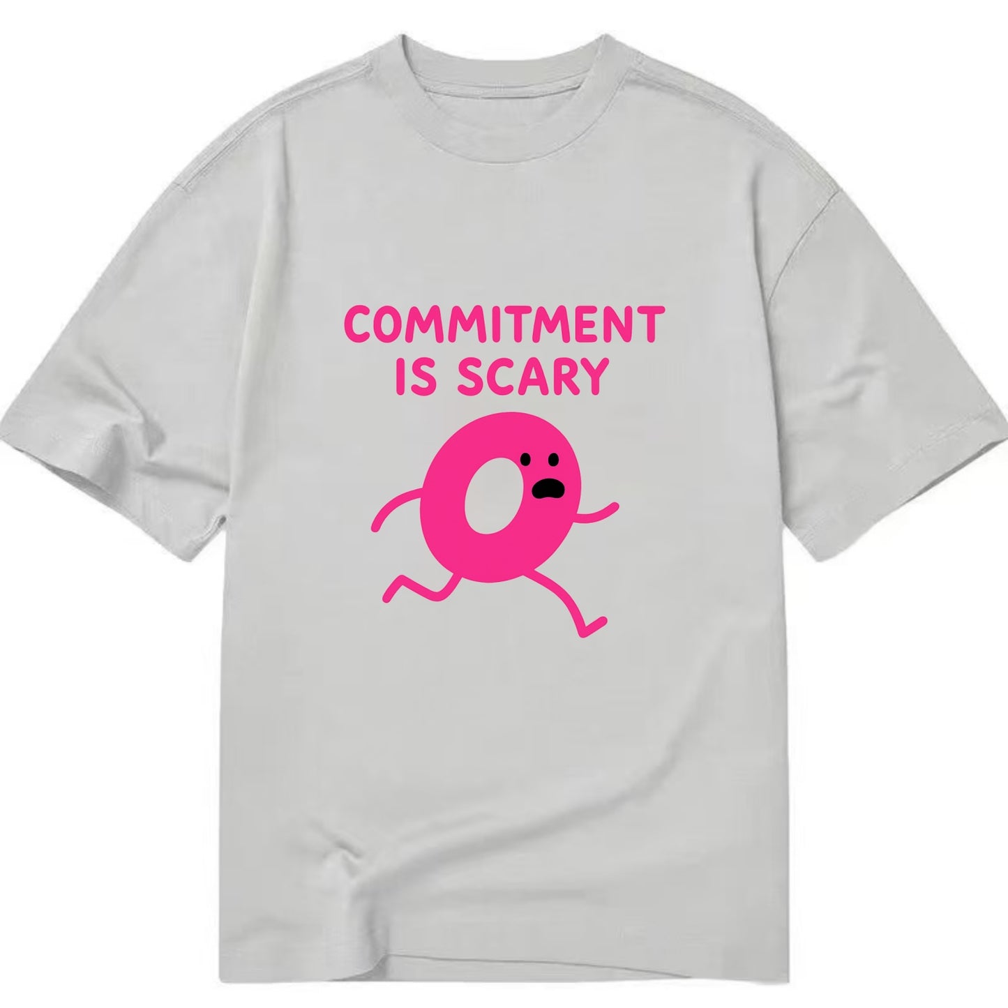 COMMITMENT IS SCARY | Terrified ring running away - Classic T-shirt - Grey