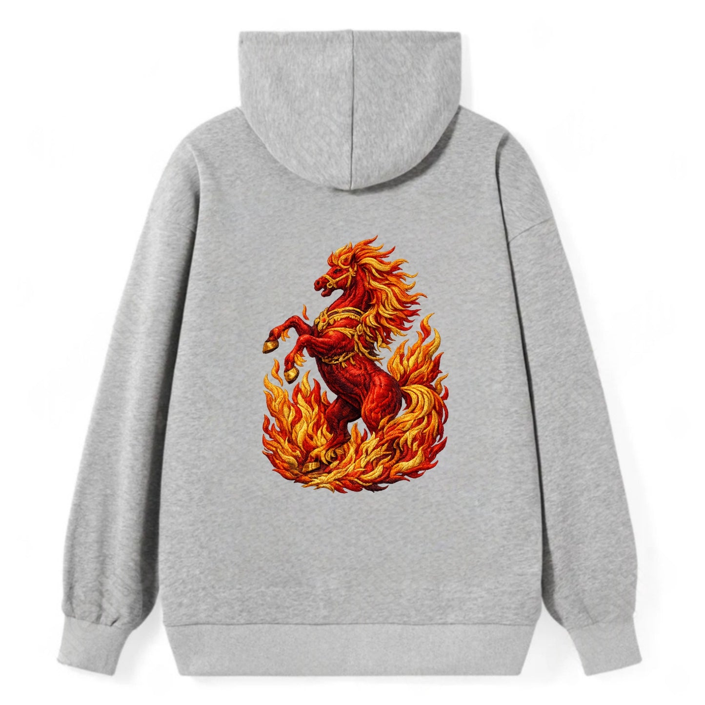 VICTORY BLAZE | Triumphant rearing horse in flames | Achievement - Classic Pullover Hoodie - Grey