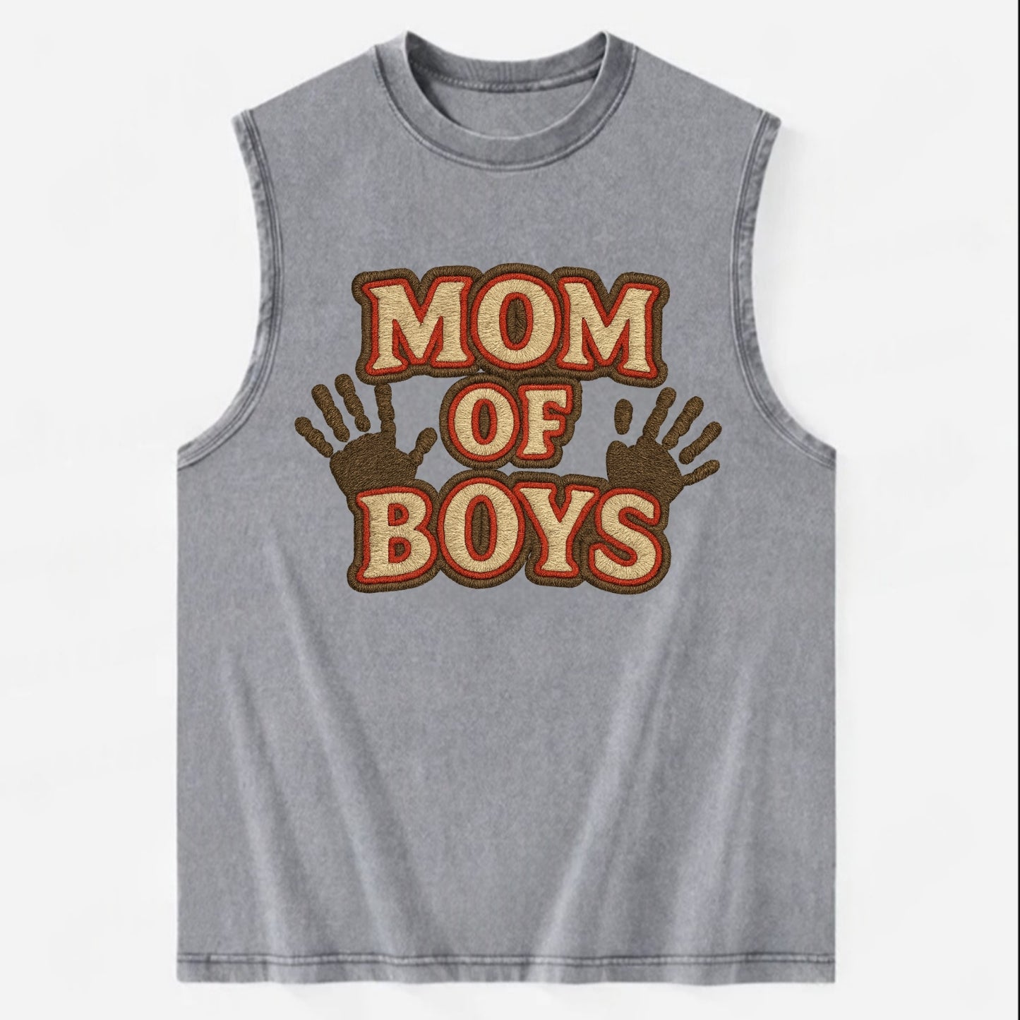 Mom Of Boys - Vintage Washed Tank - Grey