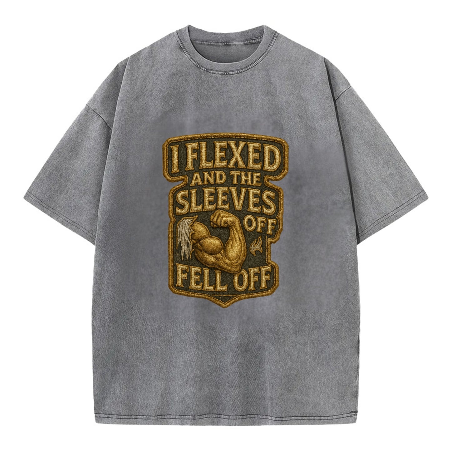 I Flexed and The Sleeves Fell Off - Vintage T-shirt - Grey