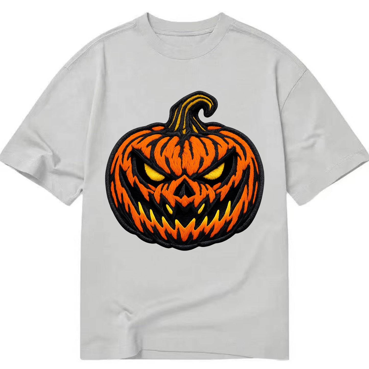 HALLOWEEN PUMPKIN - jack o lantern in orange and black , spooky - Classic T-shirt - Grey