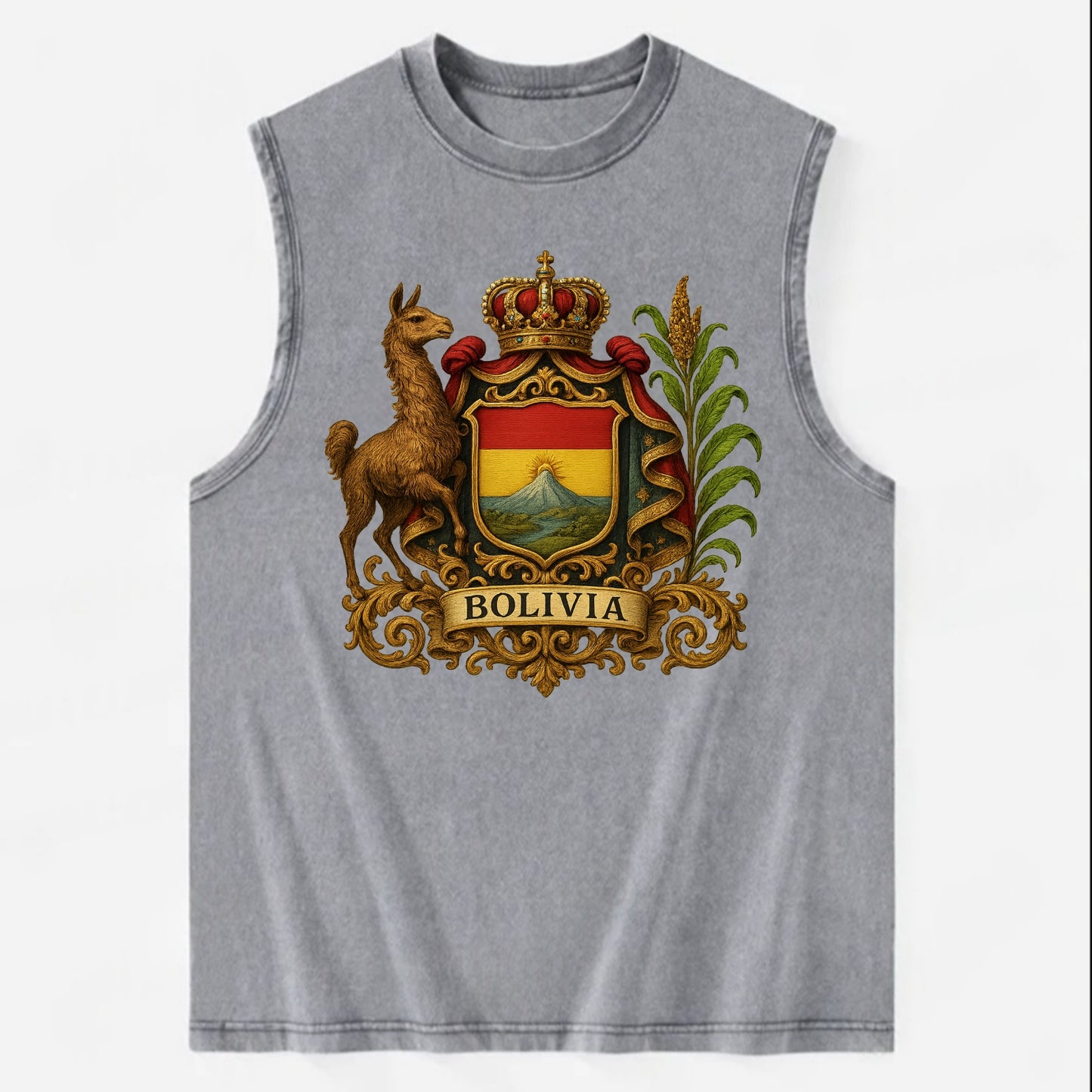 Bolivia Royal Logo - Vintage Washed Tank - Grey