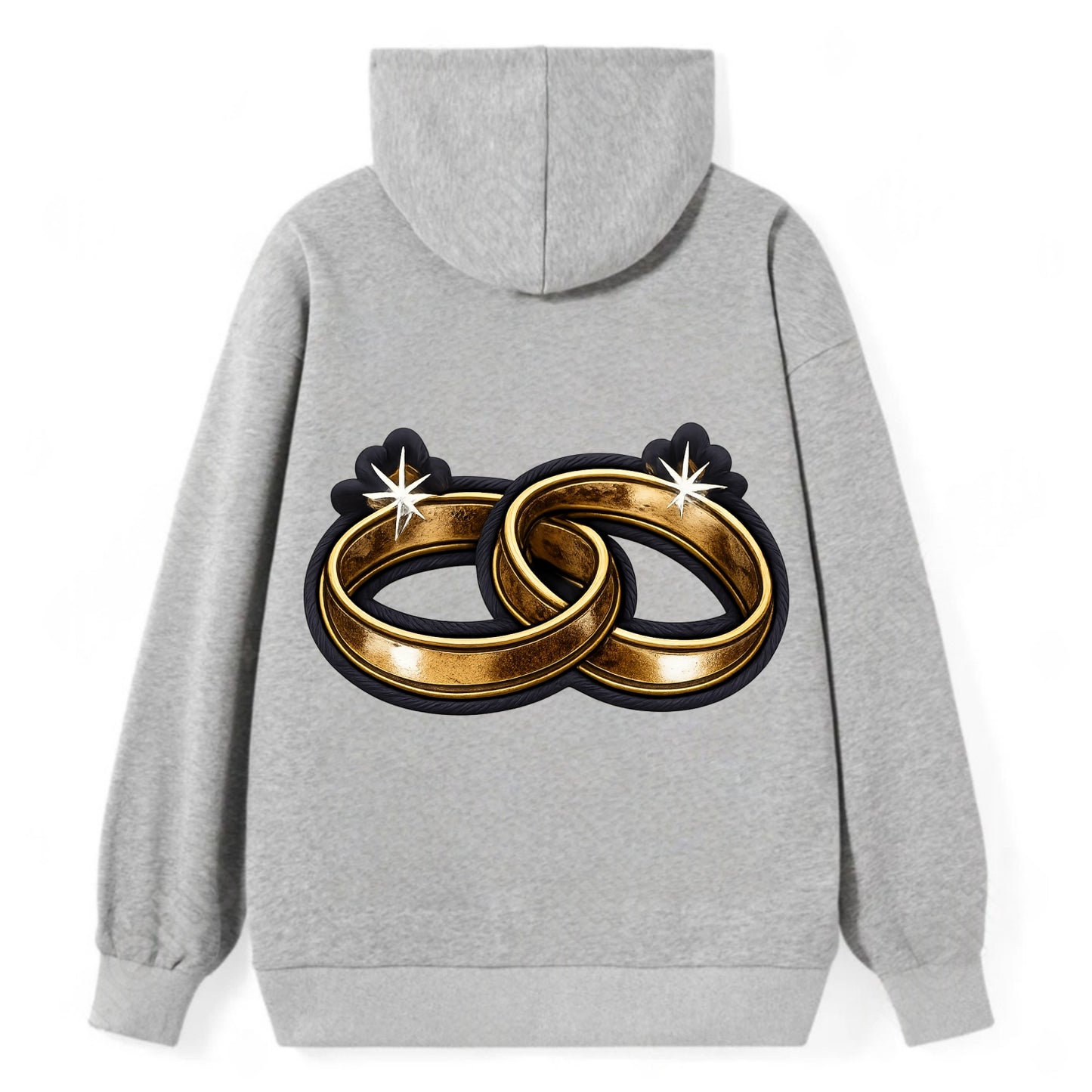 WEDDING RINGS - interlocked bands in gold , marriage - Classic Pullover Hoodie - Grey