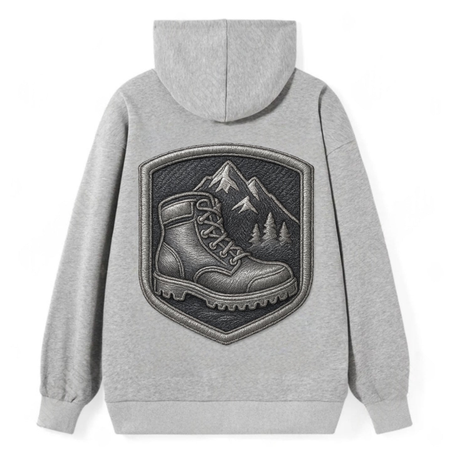 Hiking boots with mountain peak - hiker pride - Classic Pullover Hoodie - Grey