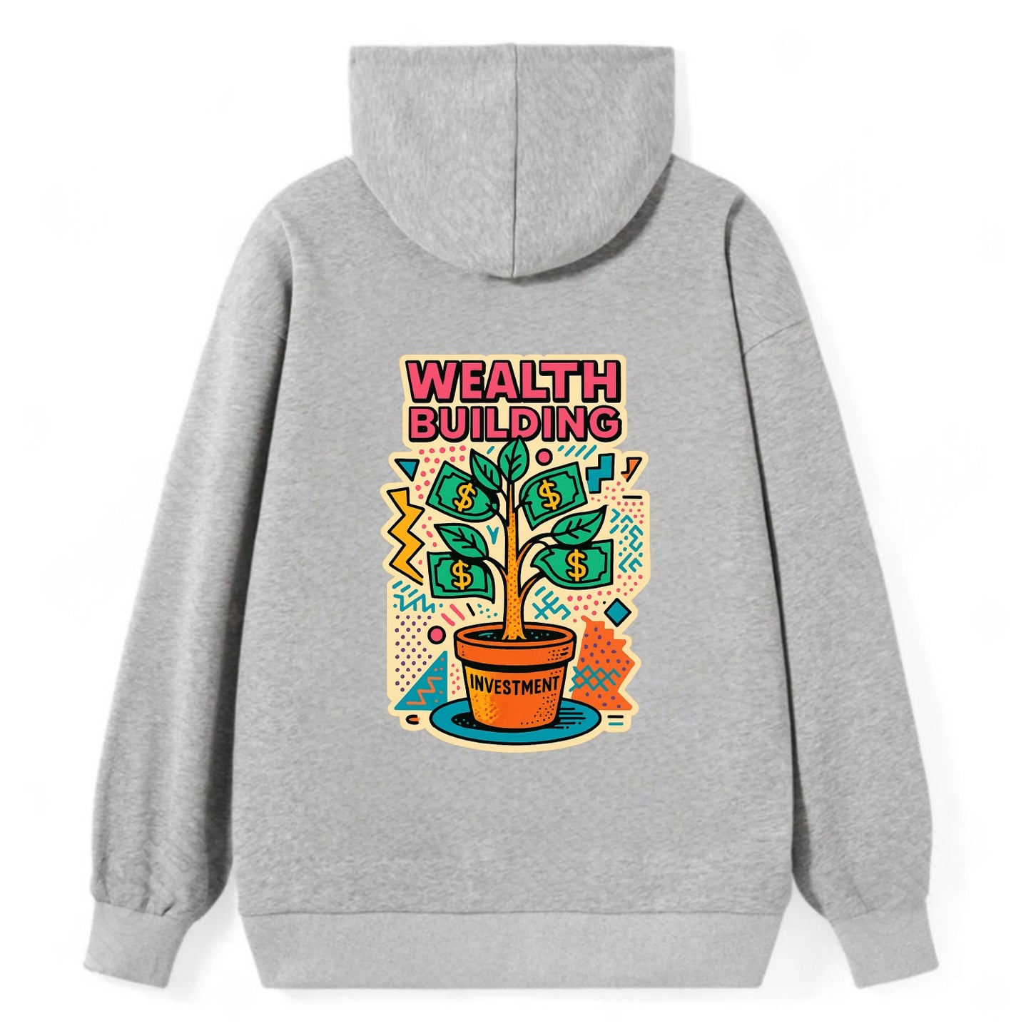Money tree growing from investment pot - financial independence journey, - Classic Pullover Hoodie - Grey