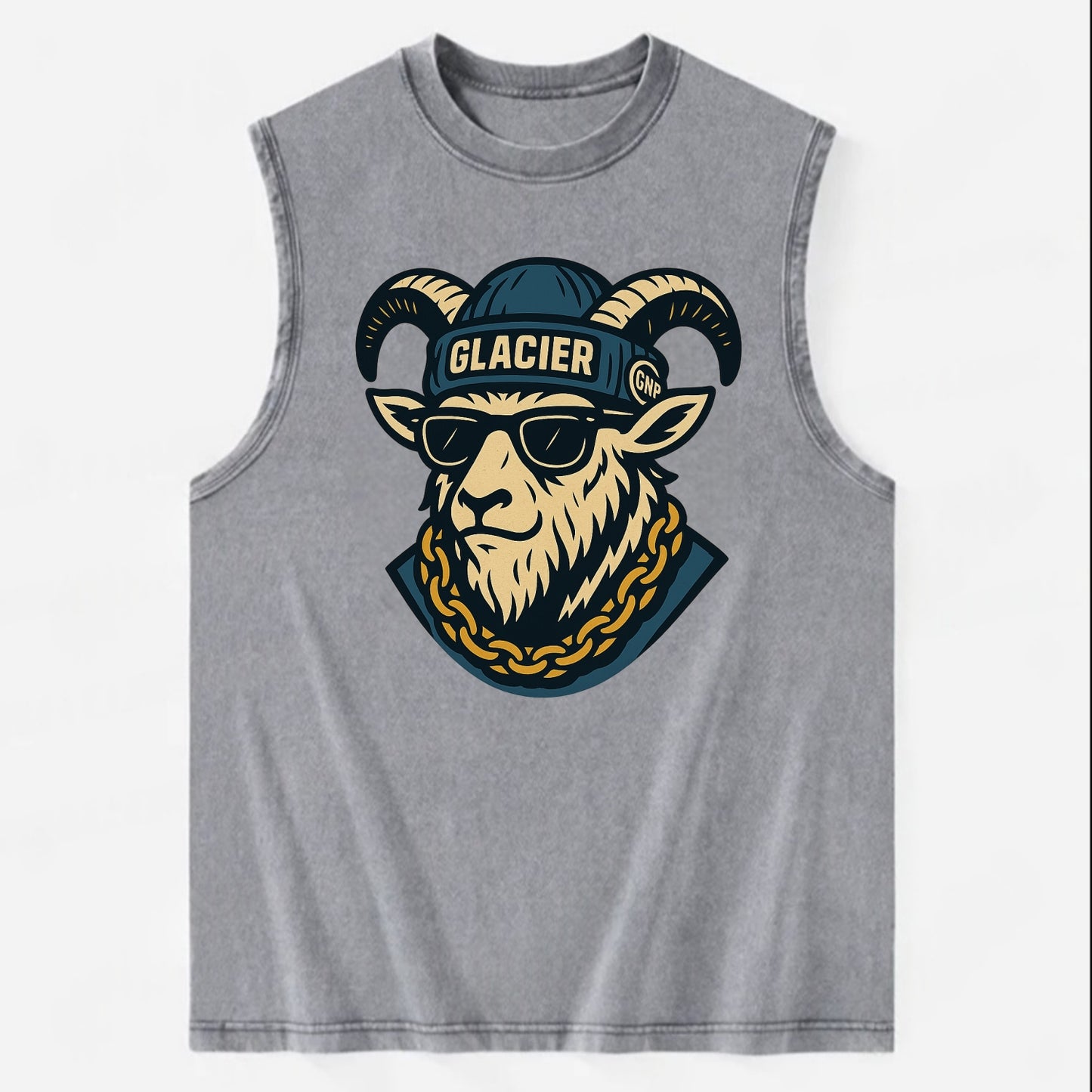 Glacier Mountain Goat - Vintage Washed Tank - Grey