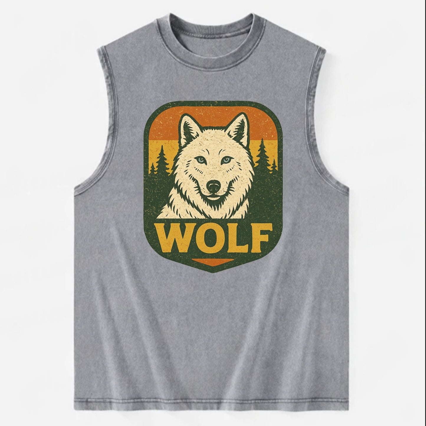 Arctic White Wolf - Vintage Washed Tank - Grey