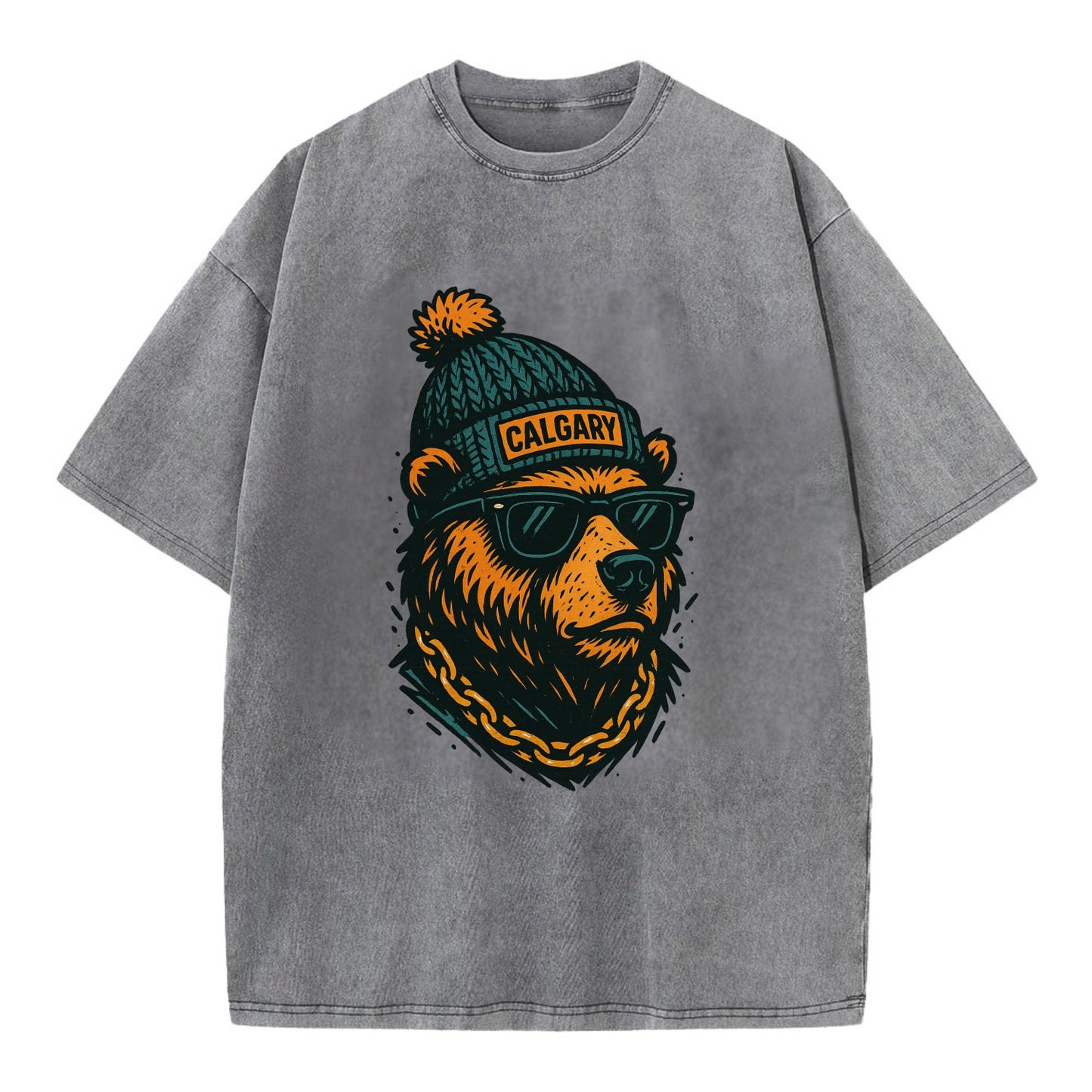 Calgary Grizzly Bear wearing Calgary bea - Vintage T-shirt - Grey