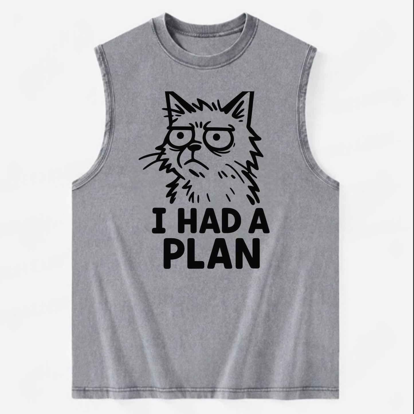 Existential Crisis Cat - Vintage Washed Tank - Grey